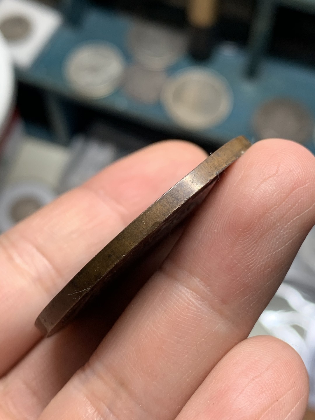 《竞宝斋》第51场-本周日，周一2场连拍（全场不限金额包邮） 法国 1902年 大头妹 铜章 46.4mm 41.4克 