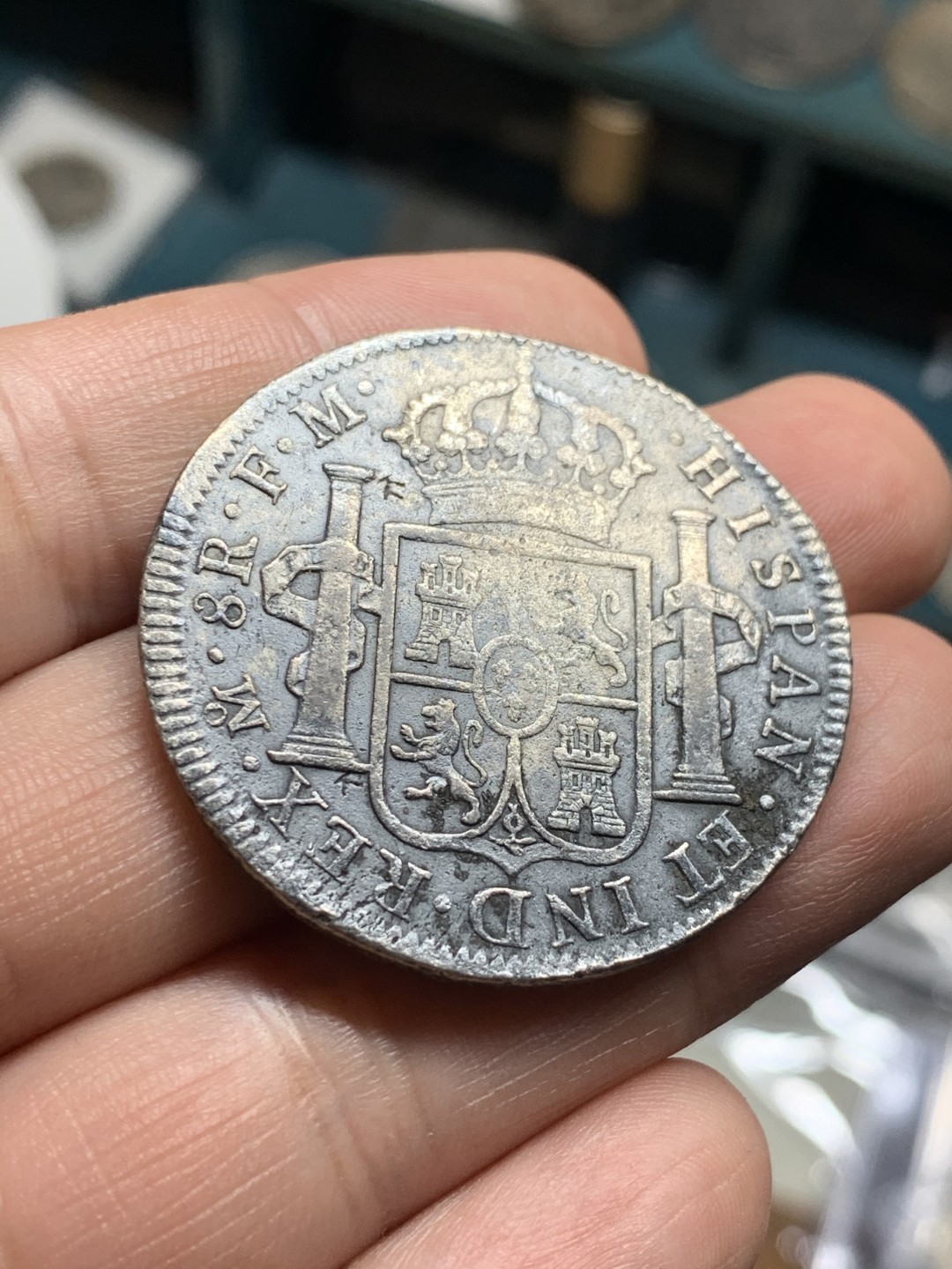 《竞宝斋》第51场-本周日，周一2场连拍（全场不限金额包邮） 西属墨西哥 卡四 1795 双柱8R 银币