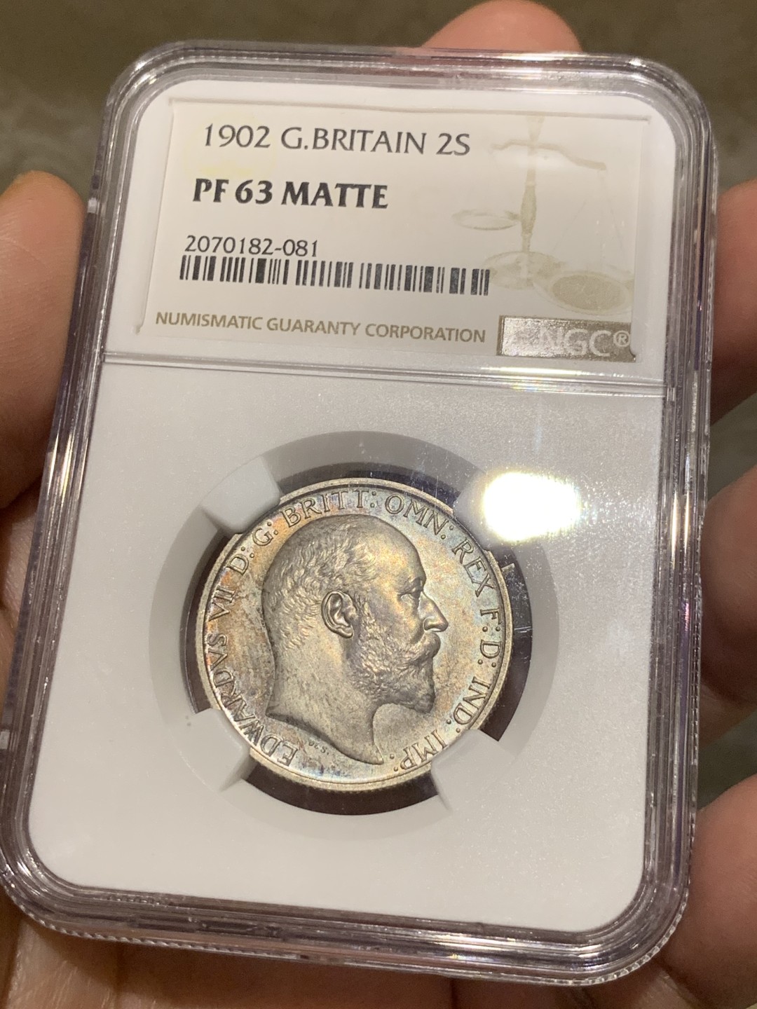 《竞宝斋》第51场-本周日，周一2场连拍（全场不限金额包邮） NGC-PF63 英国1902爱德华七世弗洛林，海神银币，热门品种，很漂亮