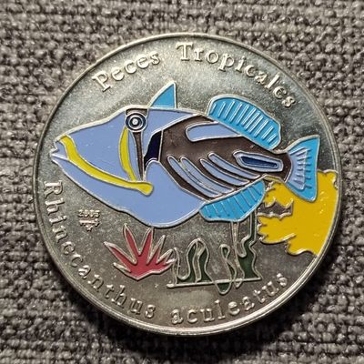 0起1拍-纯粹捡漏拍-80场免佣包邮全托管场 - 古巴2005年1比索珍稀动物彩色纪念币-泄湖三角鱼
