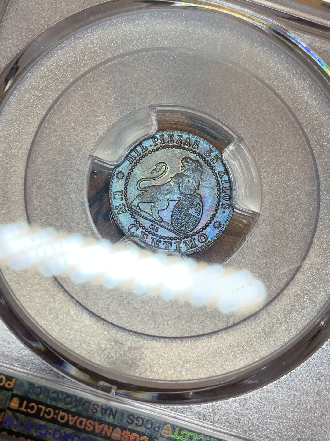 《竞宝斋》第52场-本周日，周一2场连拍（全场不限金额包邮） PCGS MS64 1870年西班牙1分铜币 亚军分，双面彩光