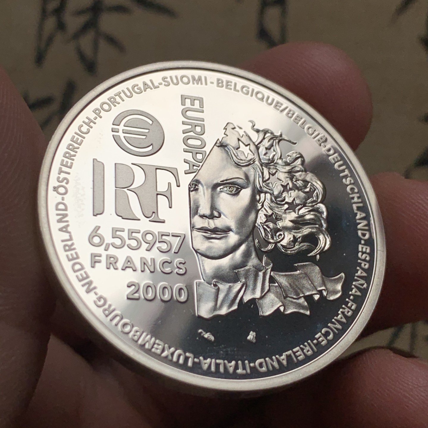 《竞宝斋》第52场-本周日，周一2场连拍（全场不限金额包邮） PF级 法国2000年欧元纪念 银币 背面图案为巴洛克与古典艺术代表作品 喜欢欧罗巴艺术的泉友不要错过