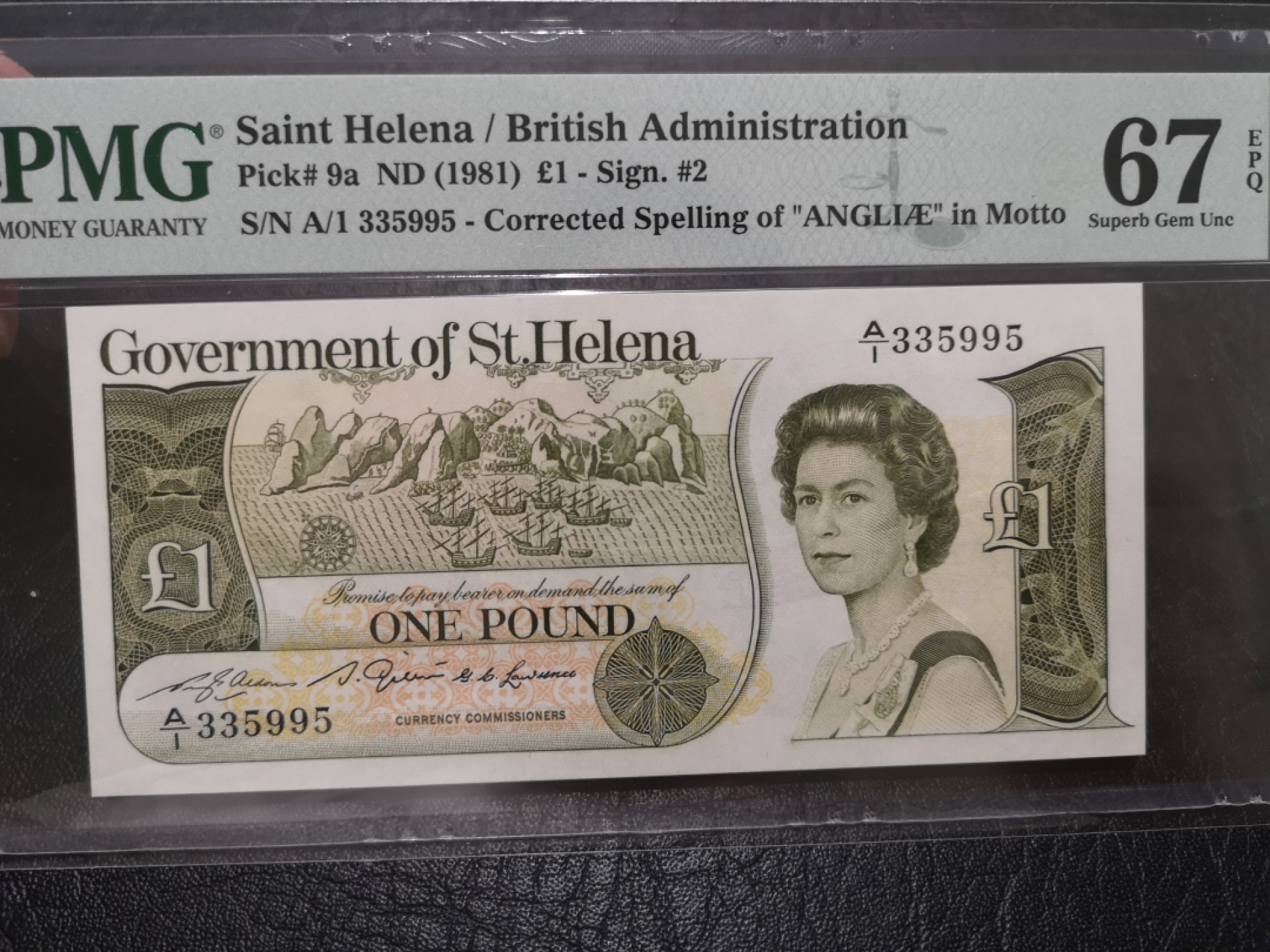 外钞收藏家》第一百七十六期拍卖 1981年圣赫勒拿岛1镑 A1冠 PMG67 无47