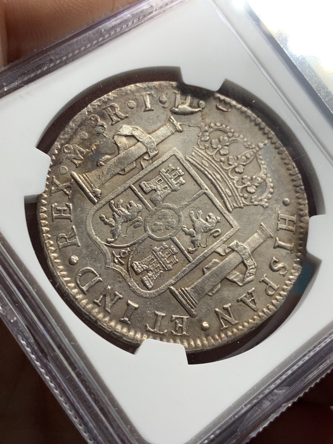 《竞宝斋》第52场-本周日，周一2场连拍（全场不限金额包邮） NGC-AUD  墨西哥双柱 卡洛斯四世  1808  8 里亚尔  原味深打  流银  国外都是200刀起