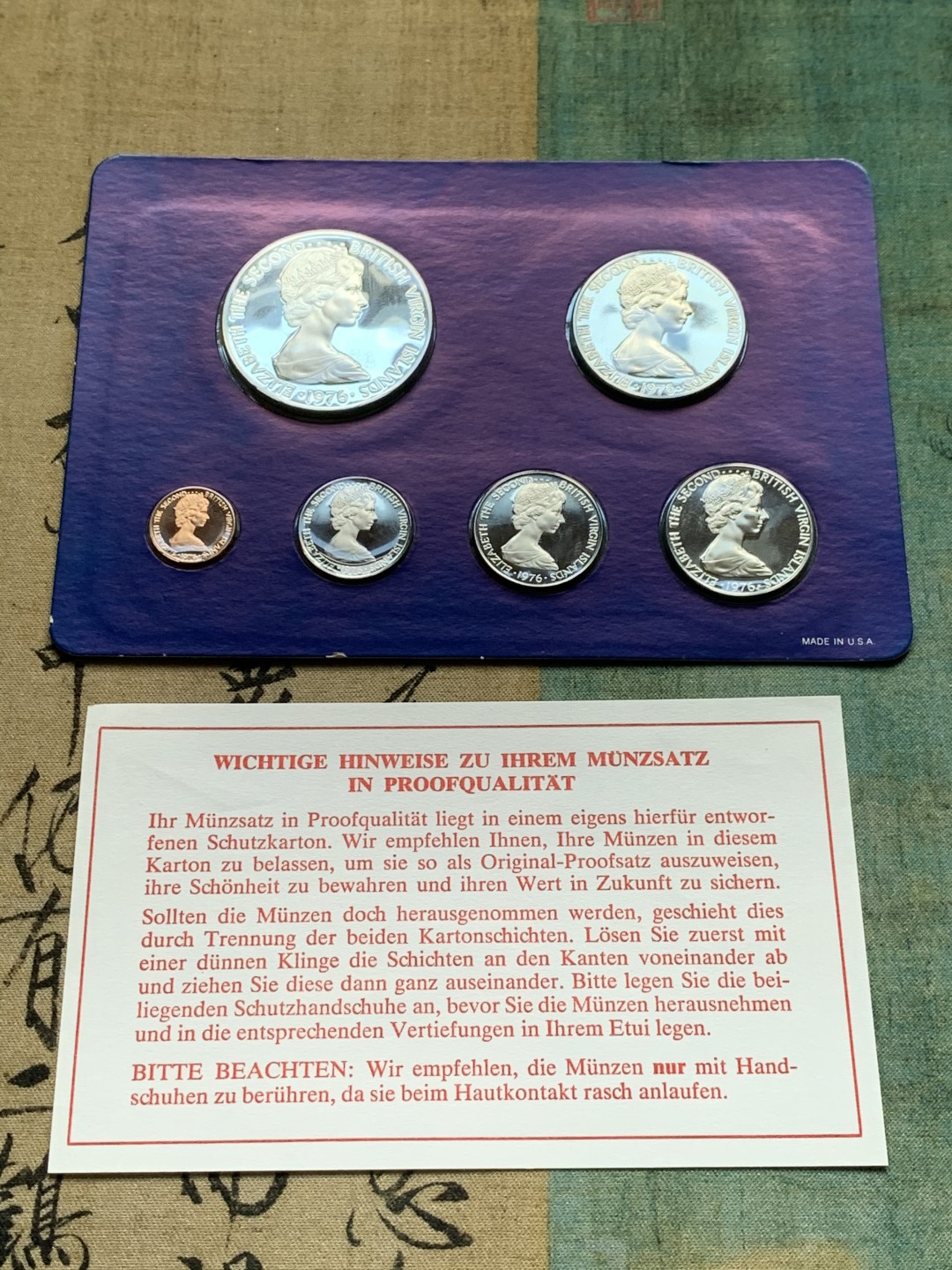 《竞宝斋》第52场-本周日，周一2场连拍（全场不限金额包邮） 原盒证书 维京群岛 1976年 鸟类 6枚套 富兰克林造币厂 精制纪念币 最大枚是银币