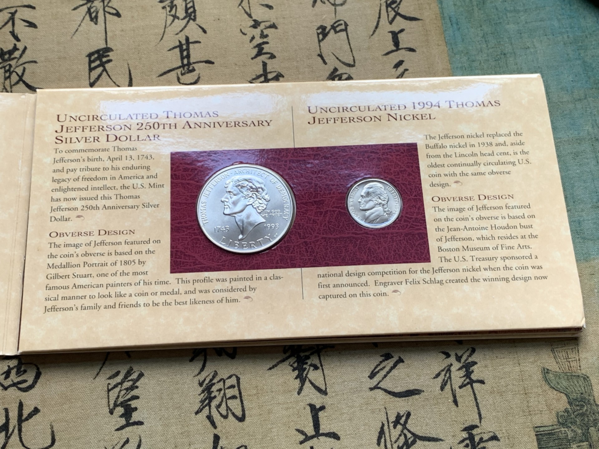 《竞宝斋》第52场-本周日，周一2场连拍（全场不限金额包邮） 卡装 美国1993/94年 杰克逊 1元，25分 和全新1976年2美元纸币一张 罕见