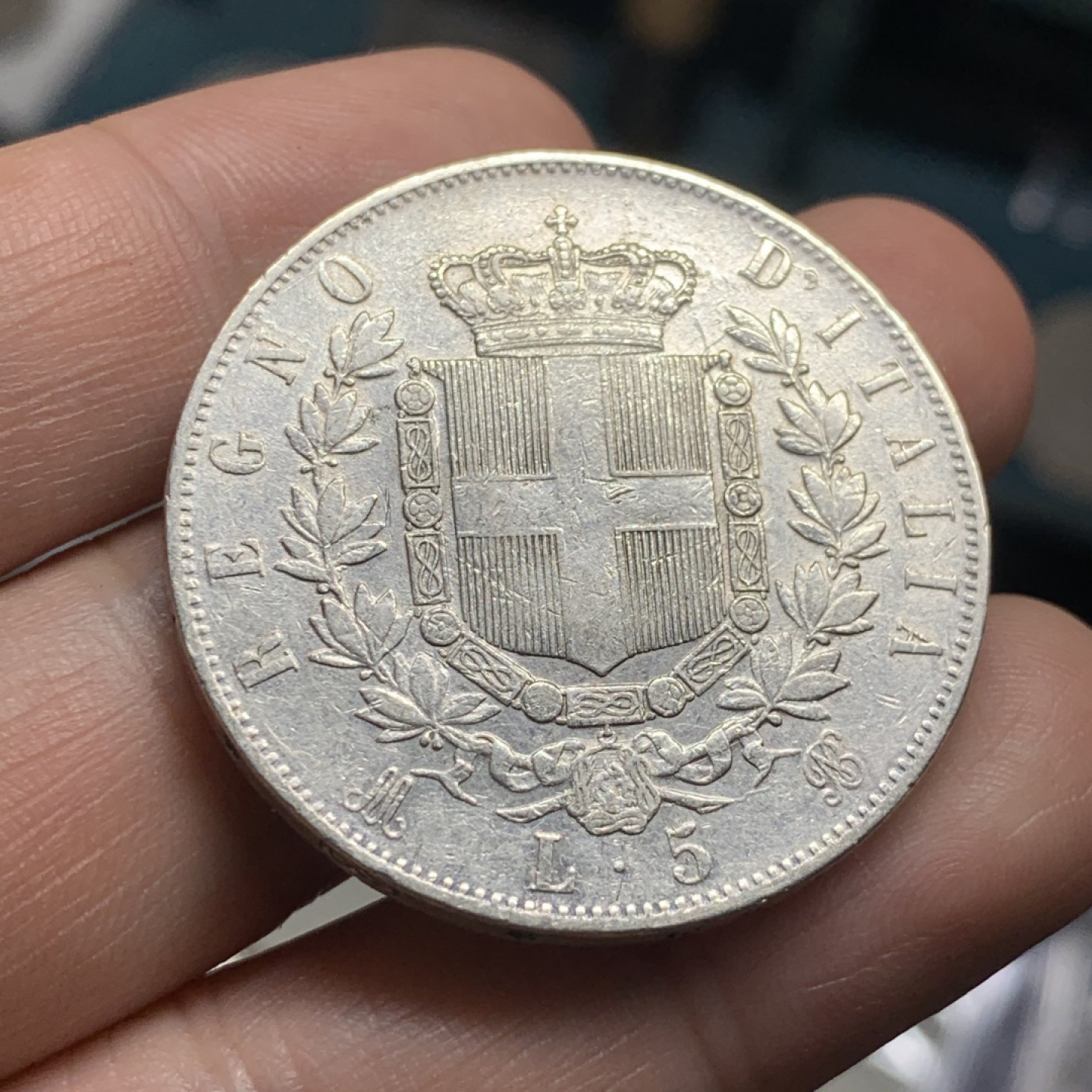 《竞宝斋》第52场-本周日，周一2场连拍（全场不限金额包邮） 1874年意大利王国银币、伊曼纽尔二世、5里拉