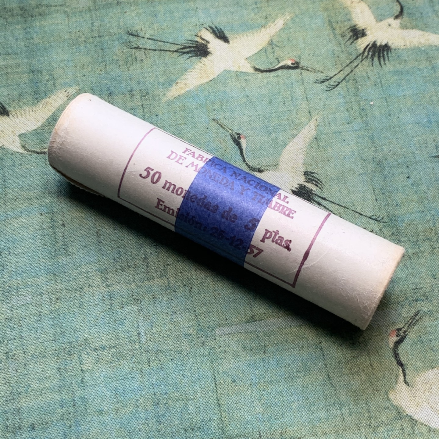 《竞宝斋》第52场-本周日，周一2场连拍（全场不限金额包邮） 原卷 西班牙1957年 佛朗哥 5比塞塔 镍币 50枚包装 可分拆评级