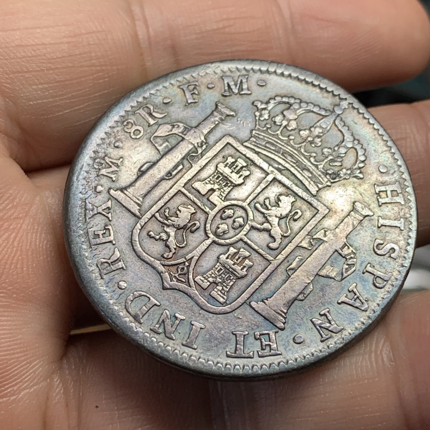 《竞宝斋》第52场-本周日，周一2场连拍（全场不限金额包邮） 1796年卡洛斯四世双柱、8R、卡四双柱、原味、品相不错磨损少、黑色包浆、热门品种