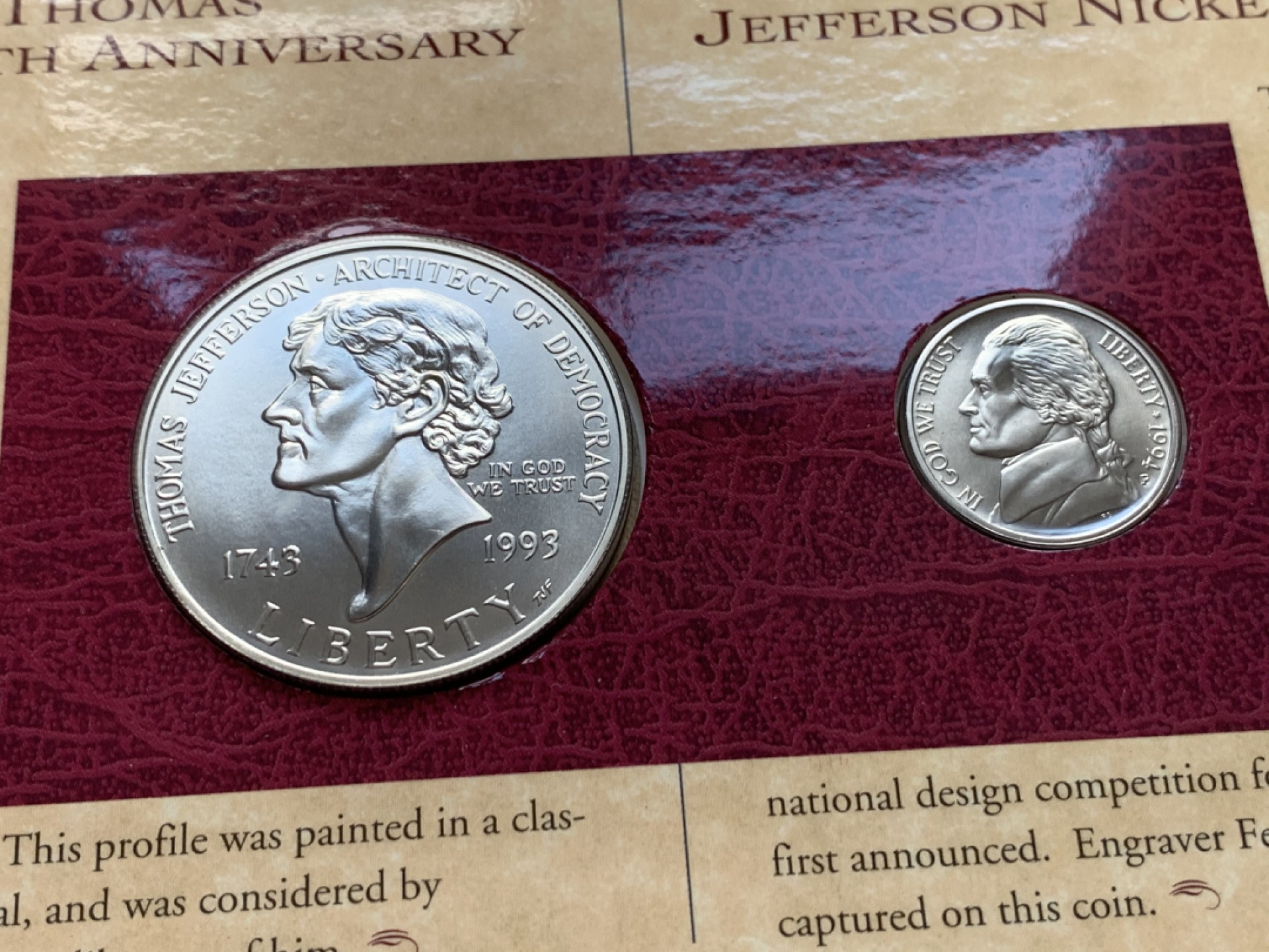 《竞宝斋》第52场-本周日，周一2场连拍（全场不限金额包邮） 卡装 美国1993/94年 杰克逊 1元，25分 和全新1976年2美元纸币一张 罕见