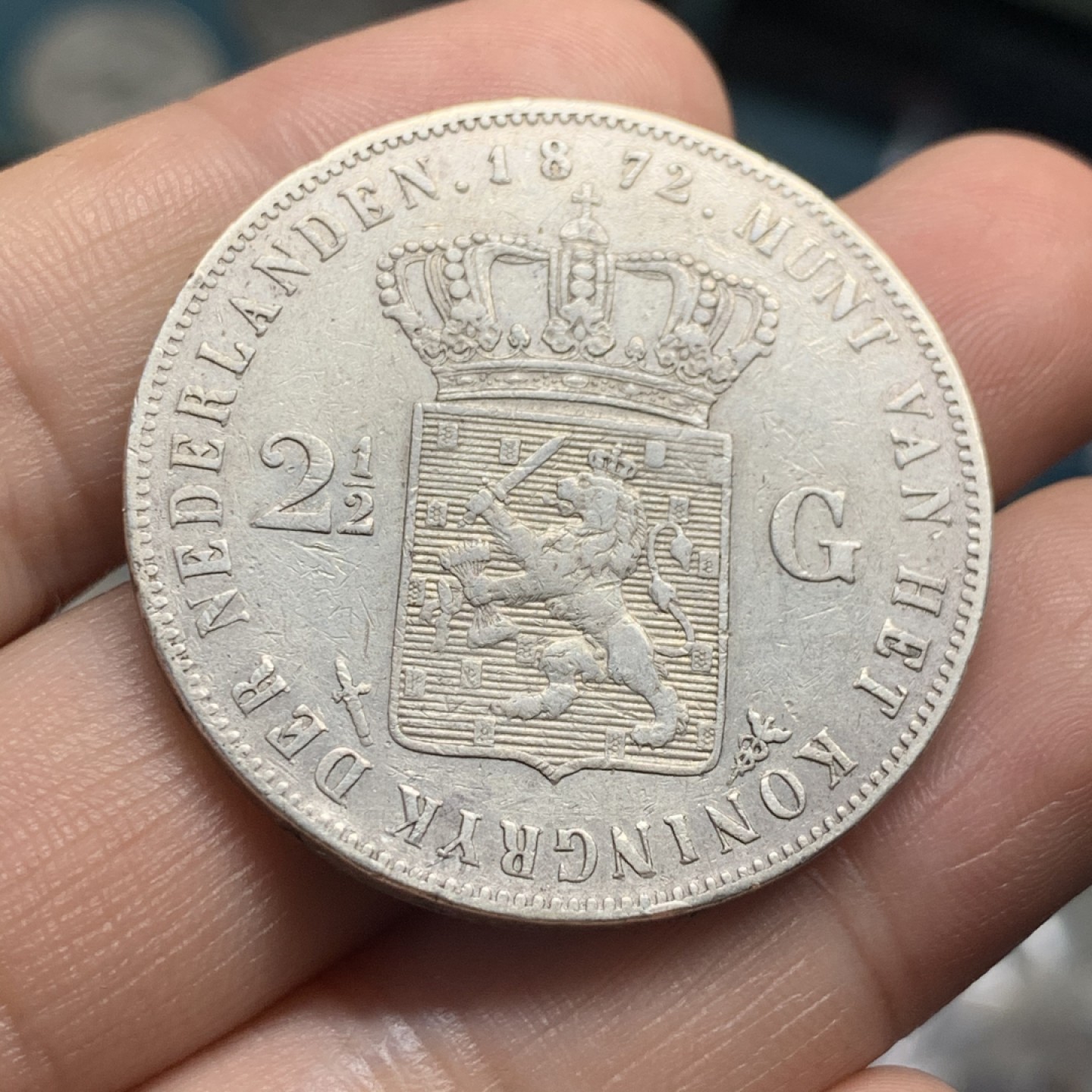 《竞宝斋》第52场-本周日，周一2场连拍（全场不限金额包邮） 1872年荷兰银币、威廉三世2.5盾、945高银