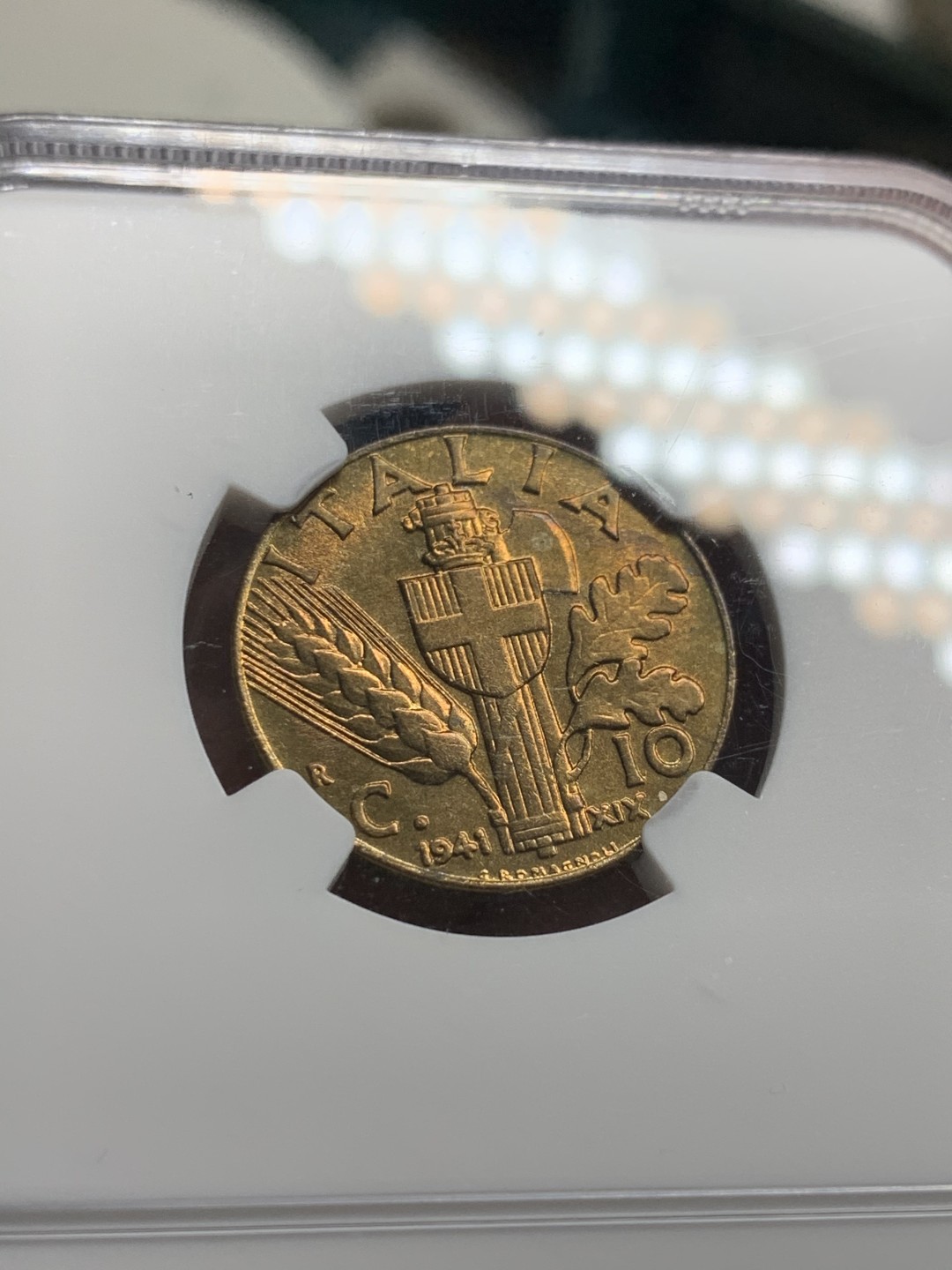 《竞宝斋》第52场-本周日，周一2场连拍（全场不限金额包邮） NGC MS65 1941R 意大利伊曼纽尔三世10分铜币 亚军分极品 铜光饱满