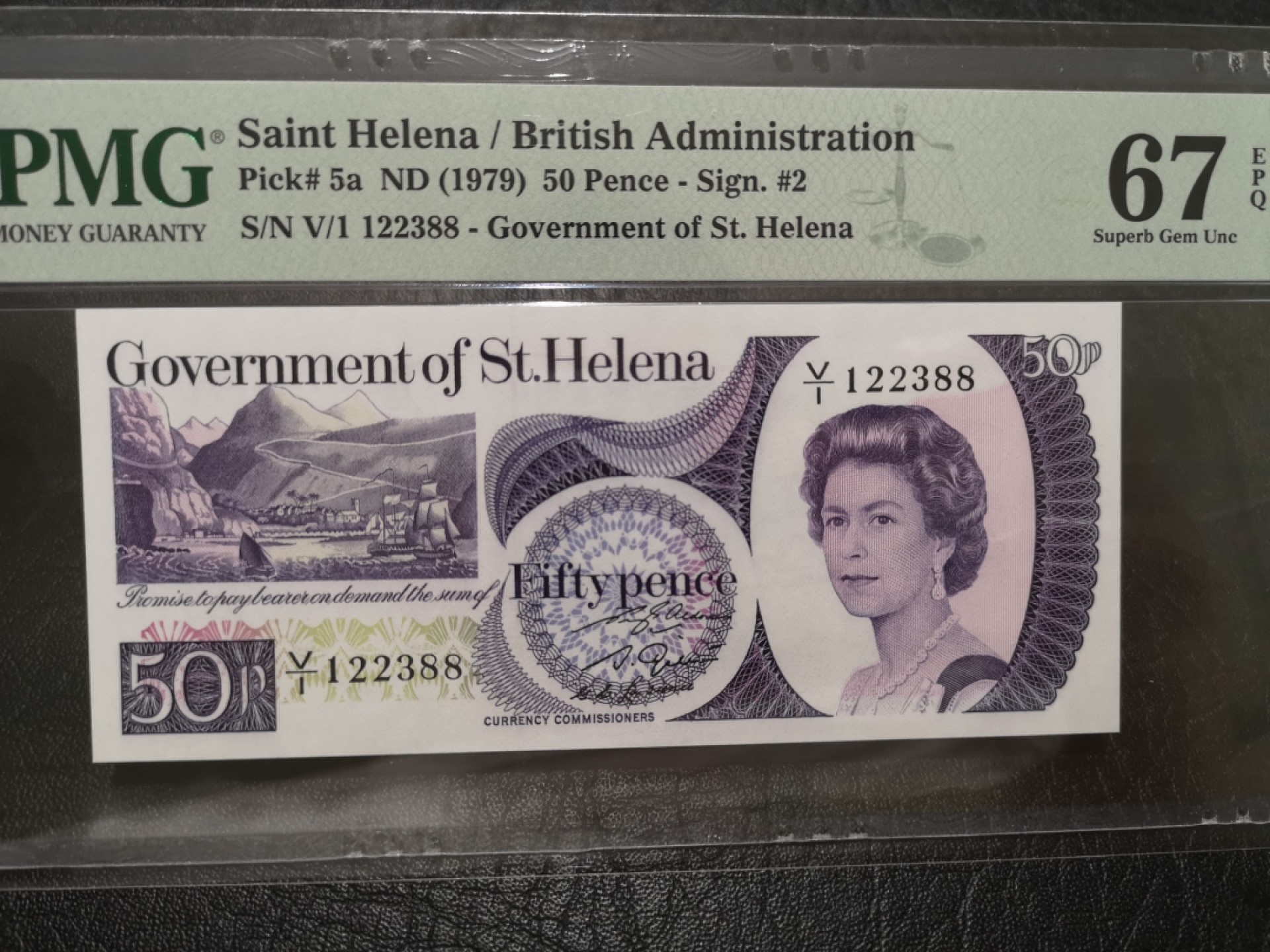 外钞收藏家》第一百七十六期拍卖 1979年圣赫勒拿岛50便士 PMG67 无47 尾88