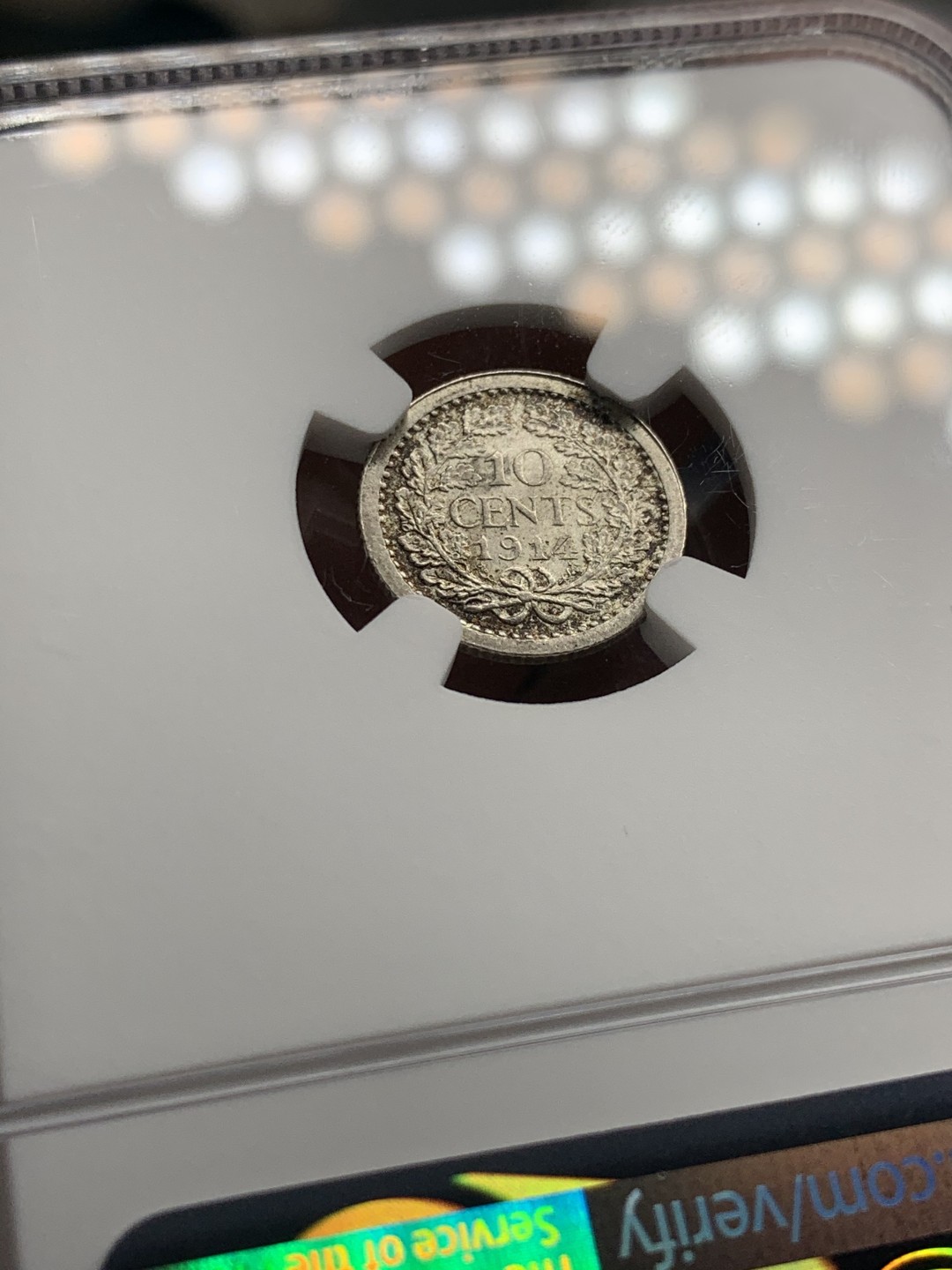 《竞宝斋》第52场-本周日，周一2场连拍（全场不限金额包邮） NGC-MS64 荷兰1914年10分银币 亚军分 老包浆高分不易 小萝莉初成人妻 风华绝代 