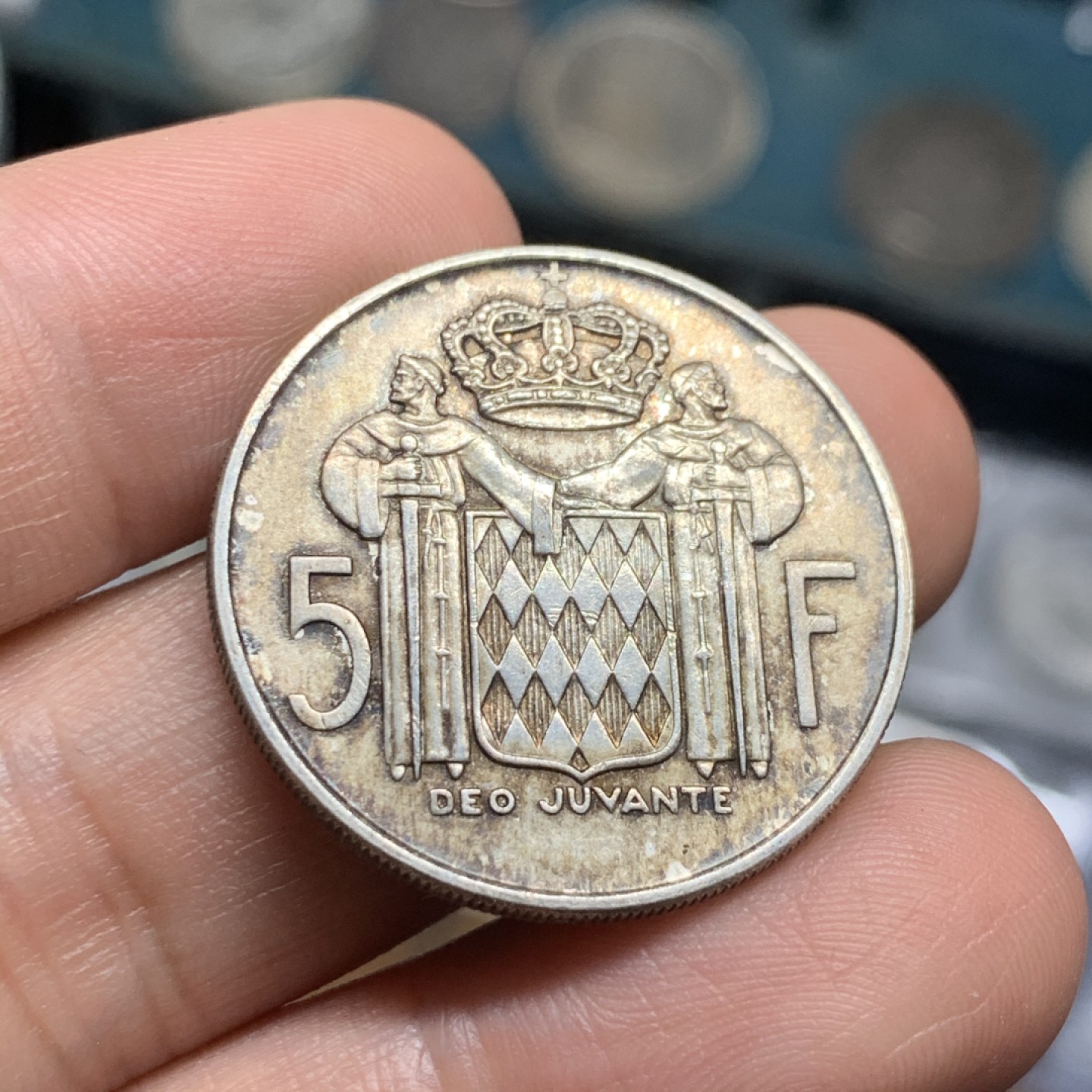 《竞宝斋》第52场-本周日，周一2场连拍（全场不限金额包邮） 1966年 摩纳哥 5F 银币 细节不错，包浆醇厚