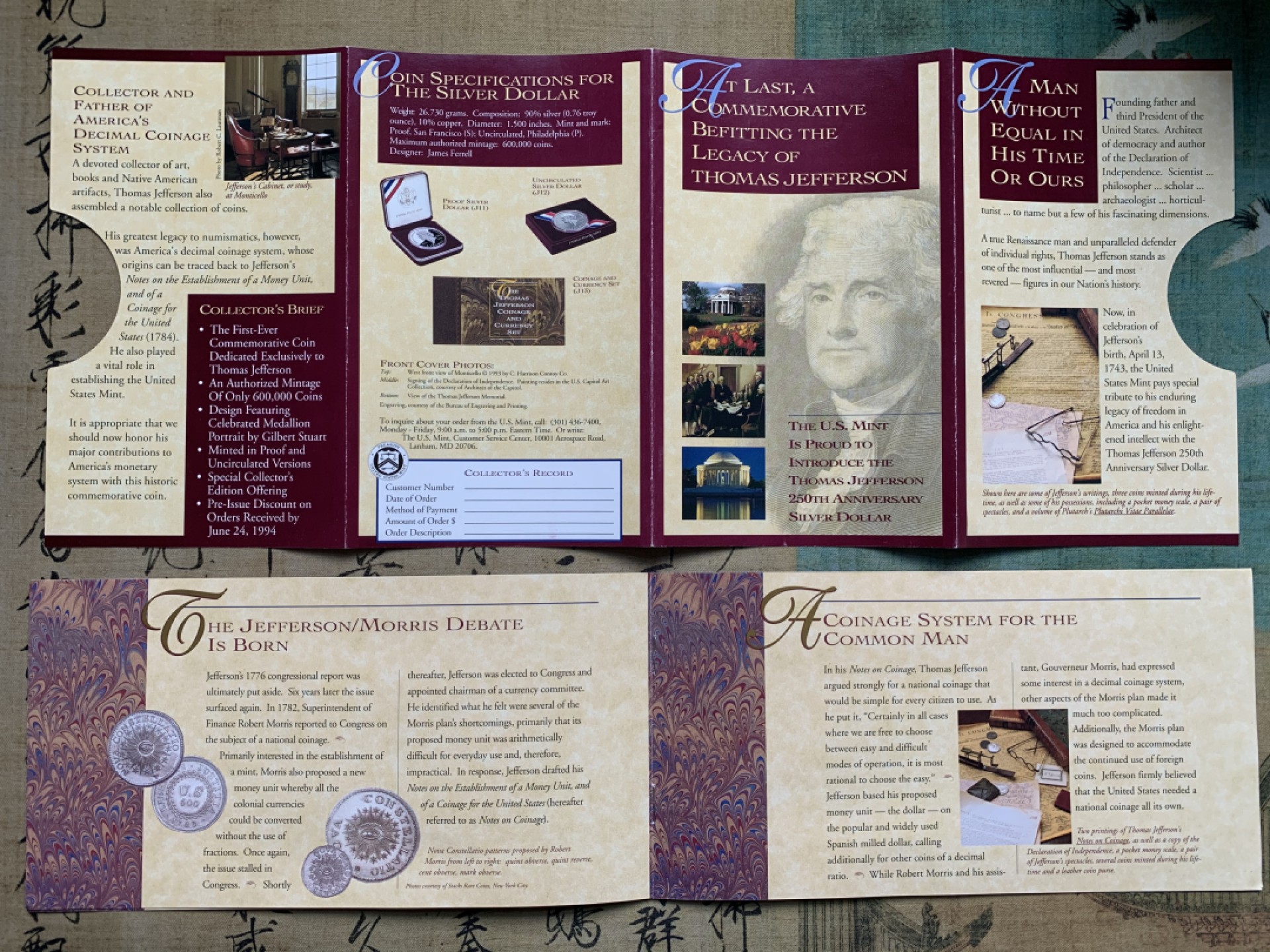 《竞宝斋》第52场-本周日，周一2场连拍（全场不限金额包邮） 卡装 美国1993/94年 杰克逊 1元，25分 和全新1976年2美元纸币一张 罕见