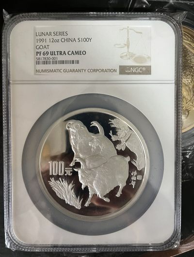 老精稀金银币专场「第3期」 - 1991年12盎司生肖羊银币