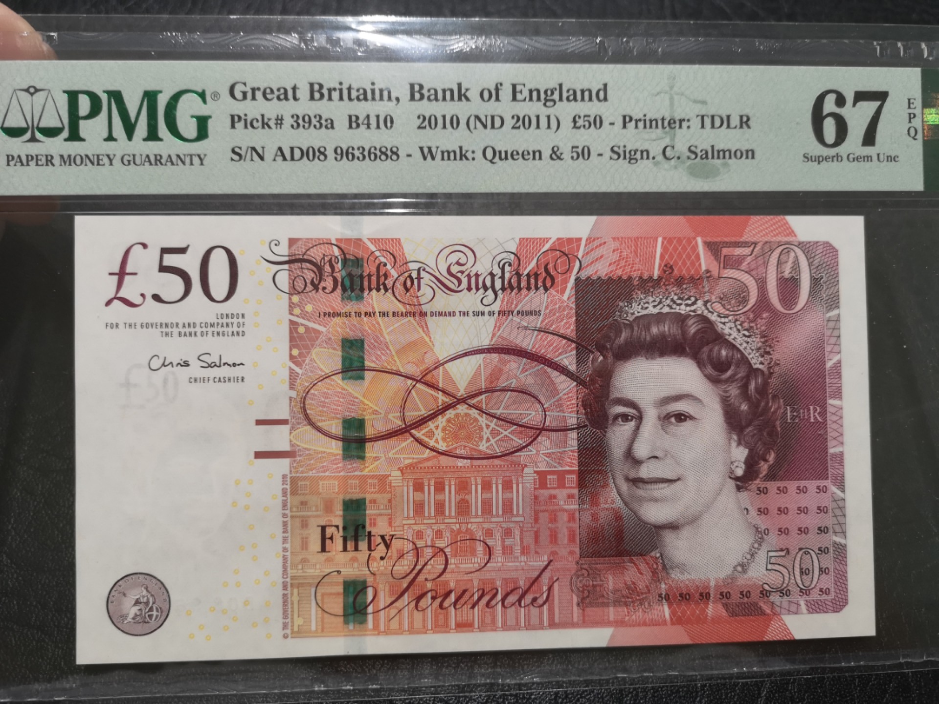 外钞收藏家》第一百七十六期拍卖 2010年英国F序列50镑 PMG67 无47尾88