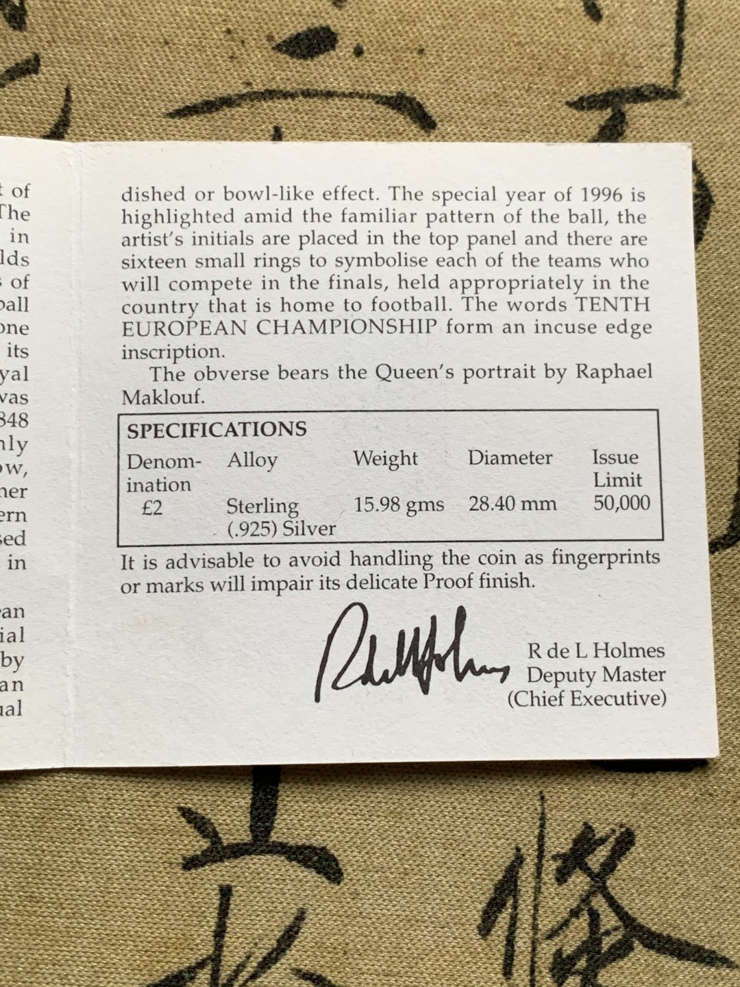 《竞宝斋》第52场-本周日，周一2场连拍（全场不限金额包邮） 原盒证齐全，英国 1996年欧洲杯2镑精制纪念银币 发行量仅25163枚