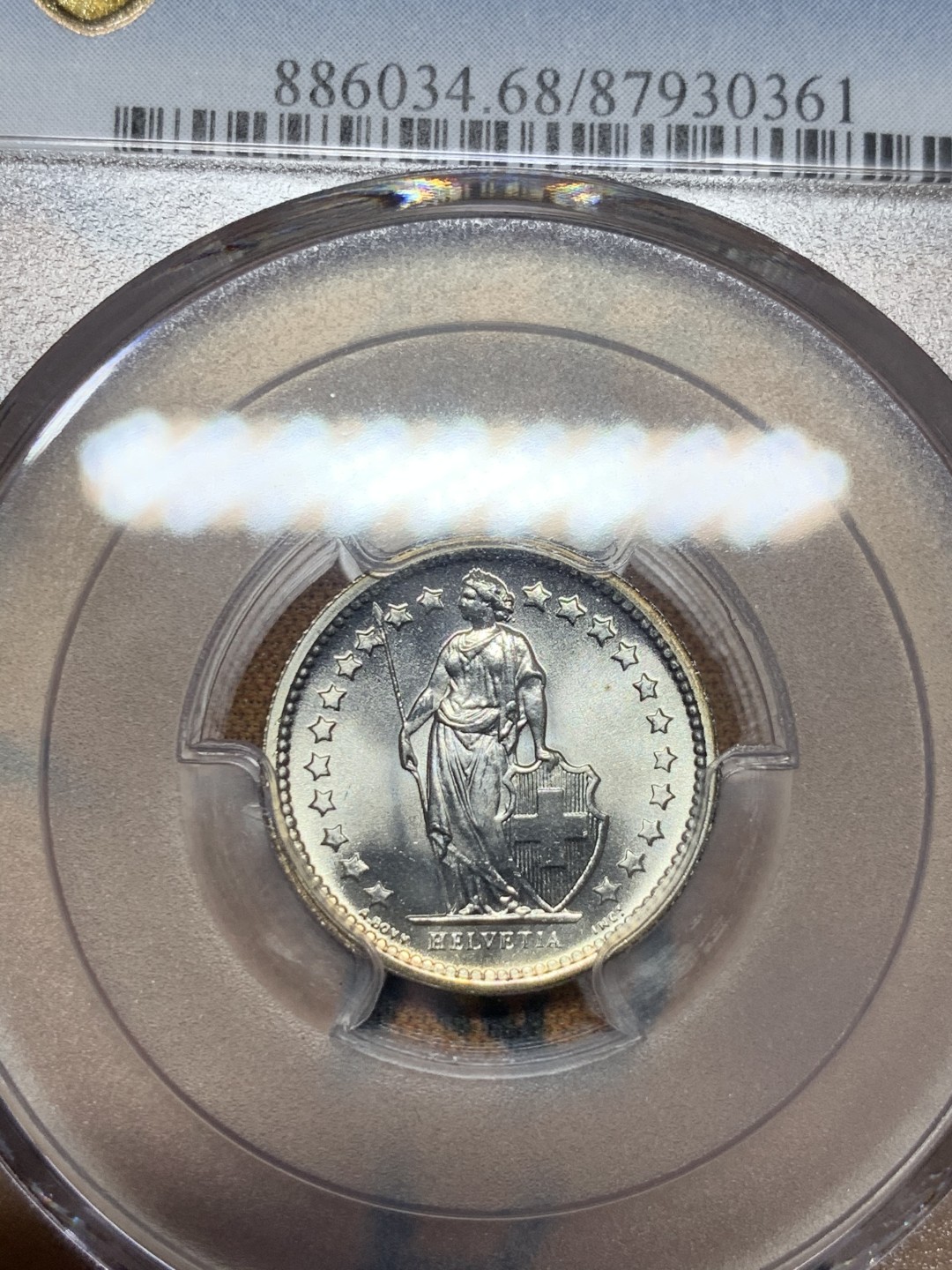 《竞宝斋》第52场-本周日，周一2场连拍（全场不限金额包邮） PCGS-MS68 1967B 瑞士1/2法郎银币 68分可谓近现代机制银币的极品