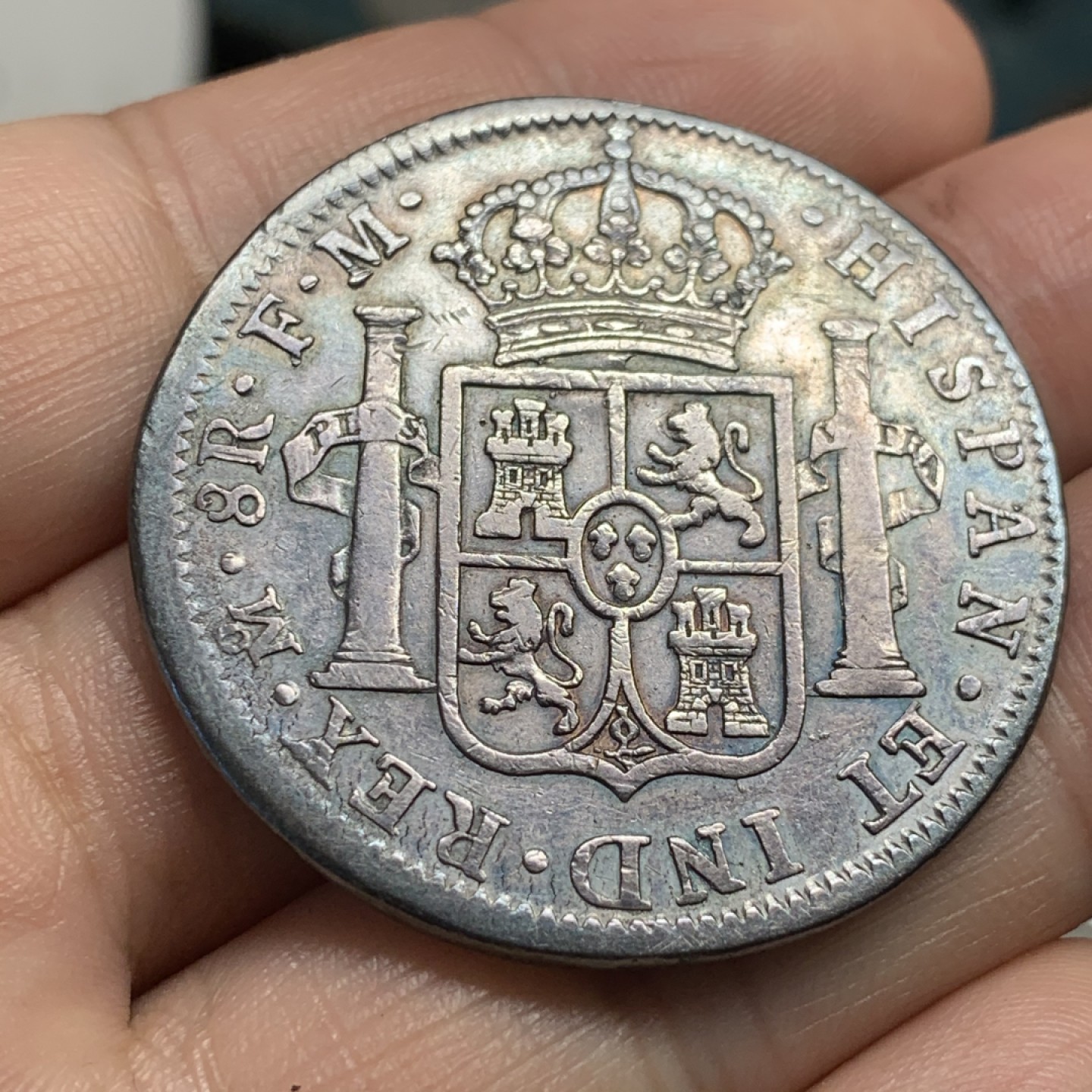 《竞宝斋》第52场-本周日，周一2场连拍（全场不限金额包邮） 1796年卡洛斯四世双柱、8R、卡四双柱、原味、品相不错磨损少、黑色包浆、热门品种