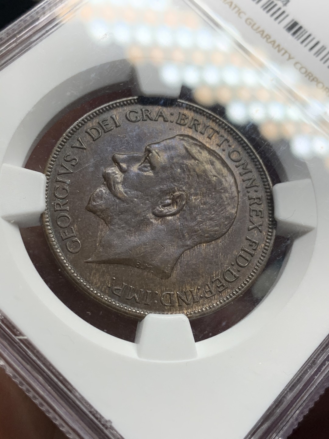 《竞宝斋》第52场-本周日，周一2场连拍（全场不限金额包邮） 英国1921年乔治五世大头版一便士铜币 NGC AU58 BN 巧克力包浆