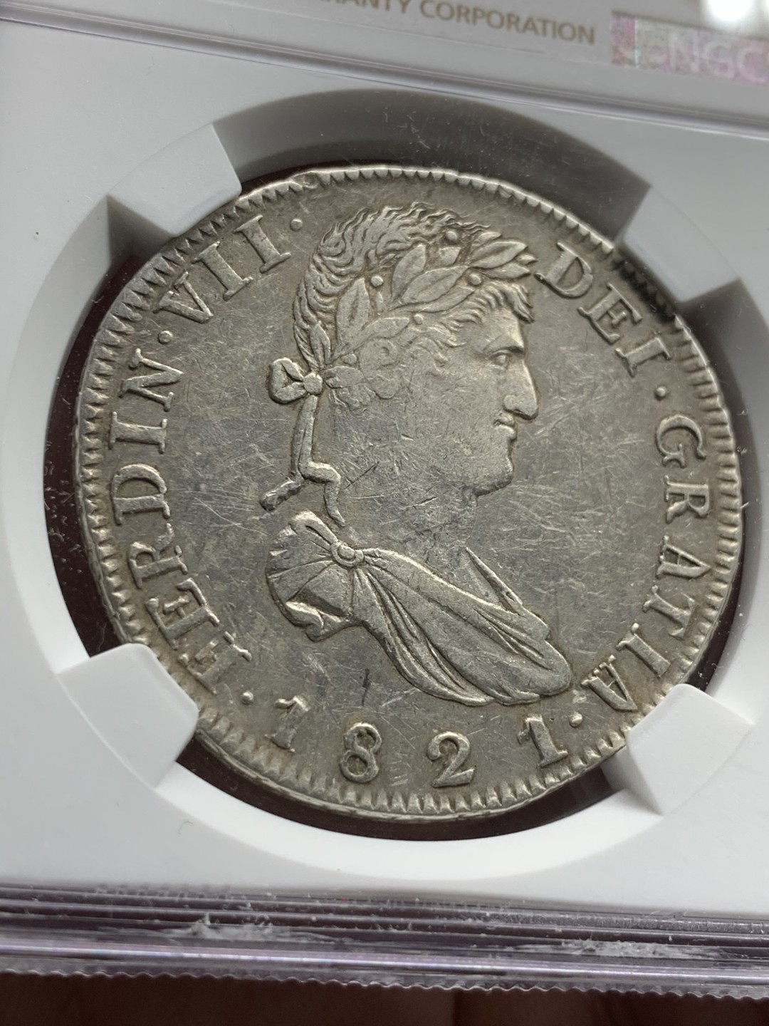 《竞宝斋》第52场-本周日，周一2场连拍（全场不限金额包邮） NGC-XFD   墨西哥独立双柱 萨斯泰卡斯 zs  1821 8 里亚尔  原味  独立革命时期 很少见的厂别 