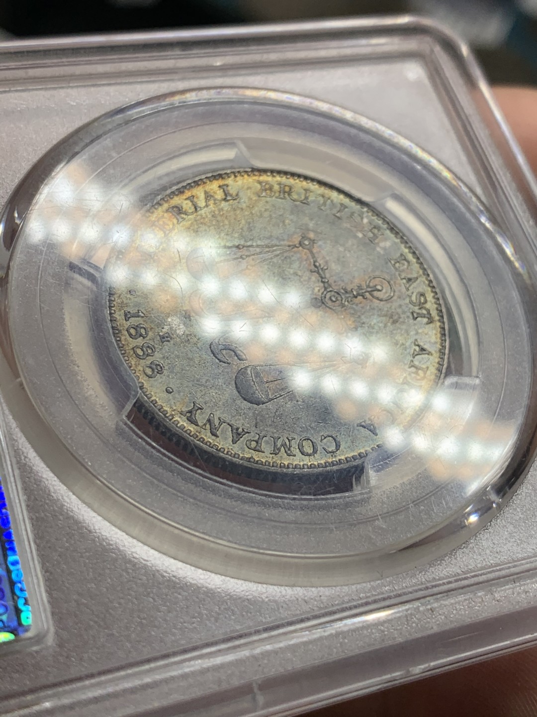 《竞宝斋》第52场-本周日，周一2场连拍（全场不限金额包邮） PCGS AU55 1888年蒙巴萨卢比 郑和曾经到达的地方，大涨品种，彩光