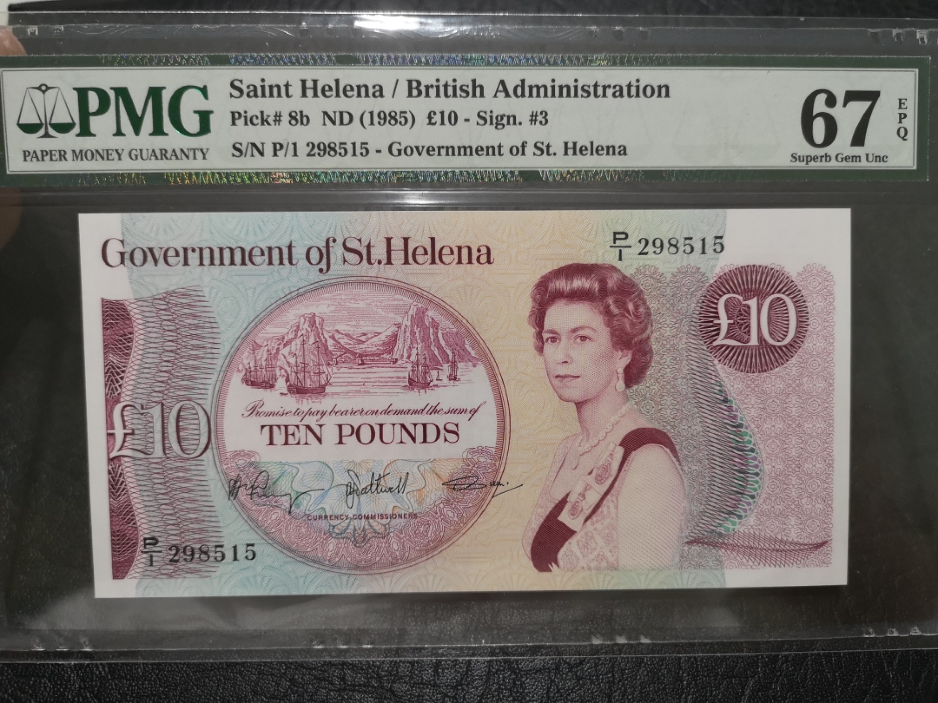 外钞收藏家》第一百七十六期拍卖 1985年圣赫勒拿岛10镑 PMG67 无47