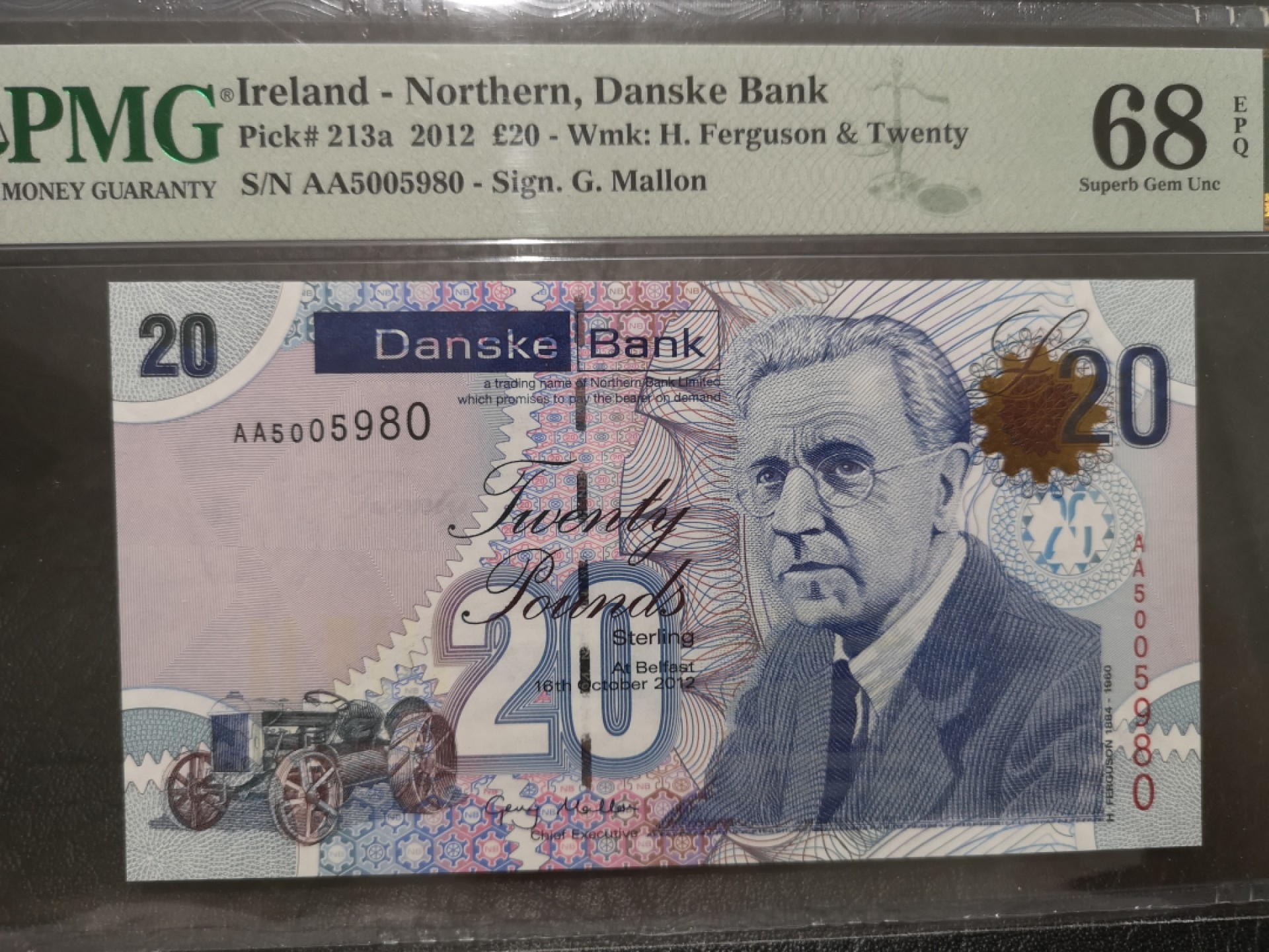 《外钞收藏家》第一百七十八期拍卖 2012年北爱尔兰20镑 AA冠 PMG68 无47