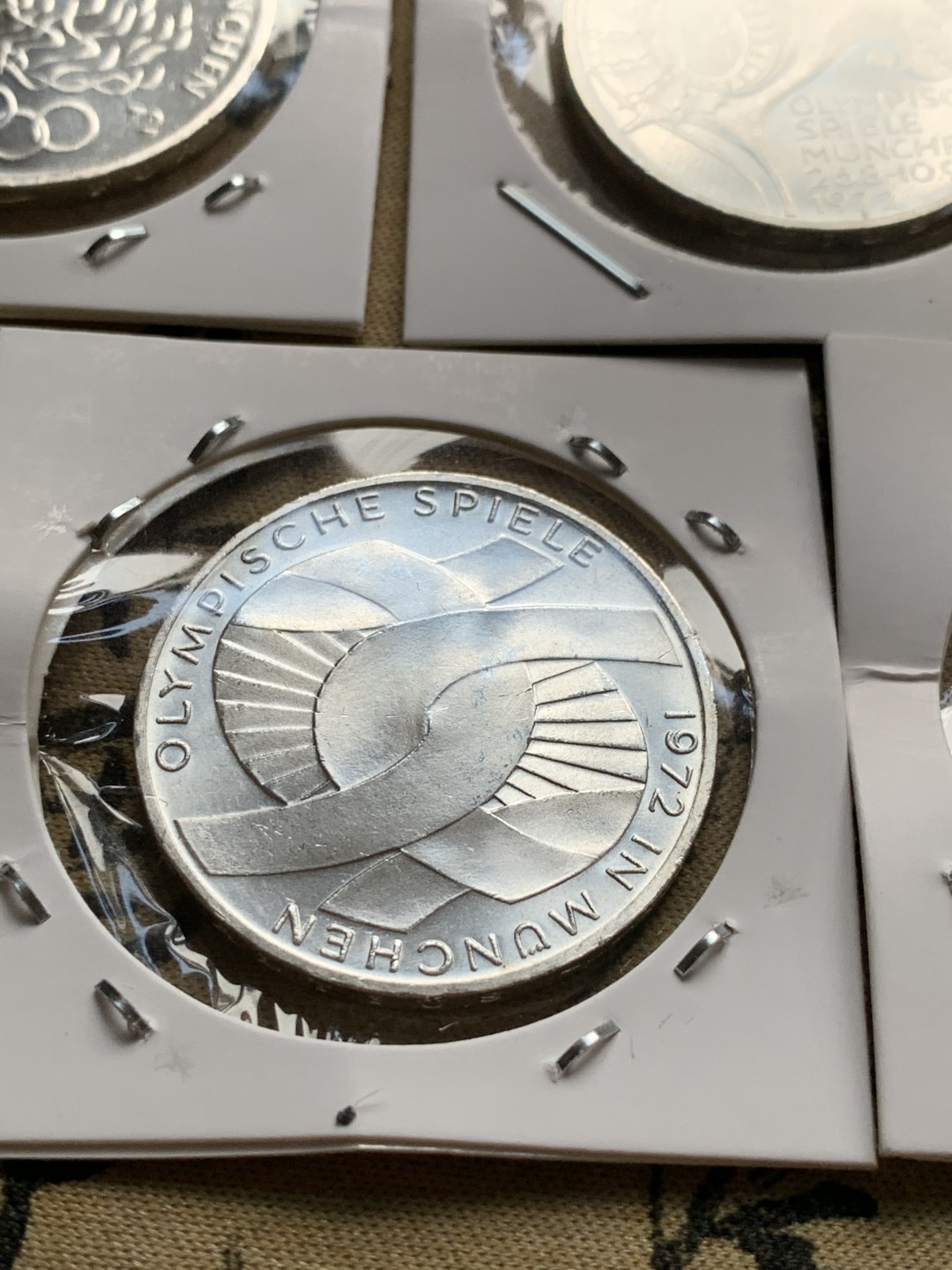 《竞宝斋》第52场-本周日，周一2场连拍（全场不限金额包邮） 1972年德国慕尼黑奥运会纪念银币5枚一套 UNC好品相