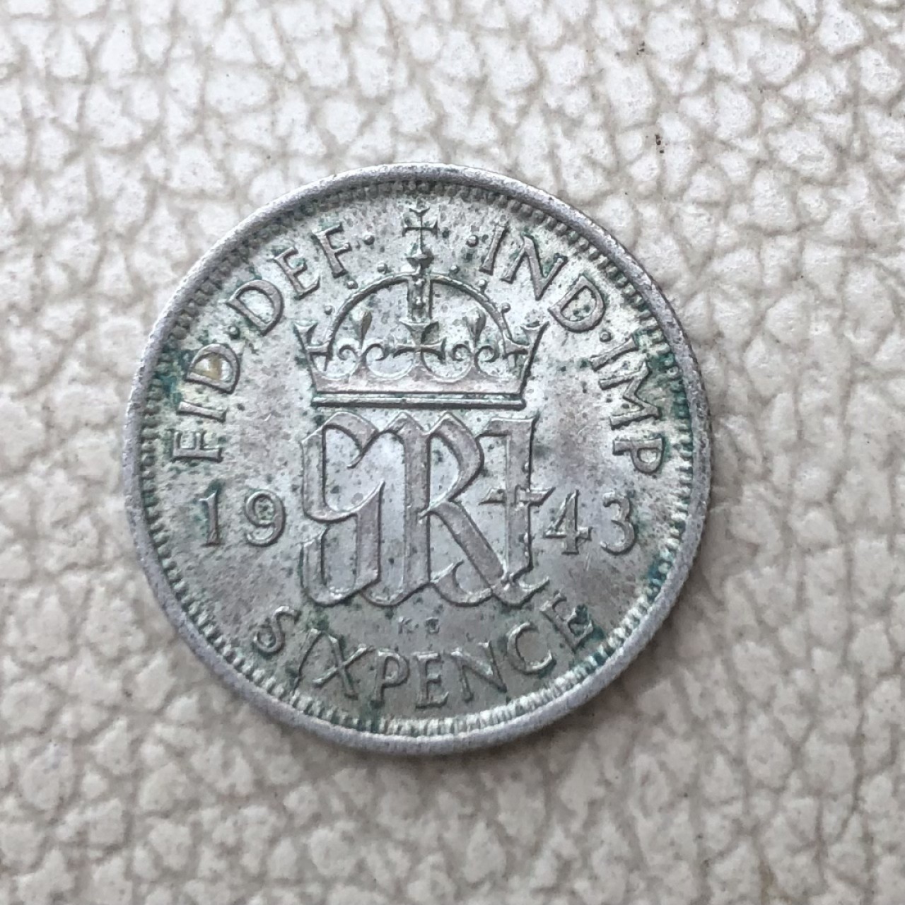 【保诚微拍】第28期 外国老银币【马剑、摩根主场】 英国 乔治六世 1943年 六便士 银币（2.8克 0.5银）近未流通品！