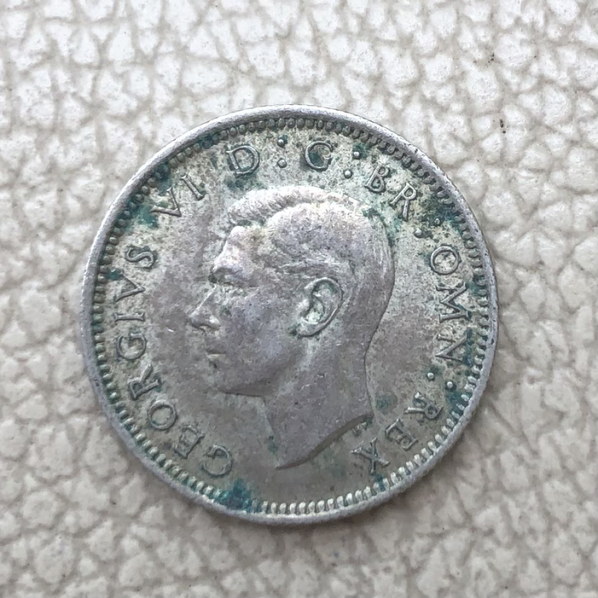 【保诚微拍】第28期 外国老银币【马剑、摩根主场】 英国 乔治六世 1943年 六便士 银币（2.8克 0.5银）近未流通品！