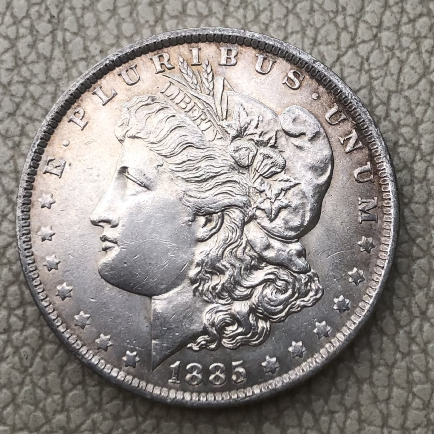 【保诚微拍】第28期 外国老银币【马剑、摩根主场】 美国 1885年O版 摩根 1美元 克朗型 大银币 （26.8克 0.9银）近未流通品！胸毛清晰！！！