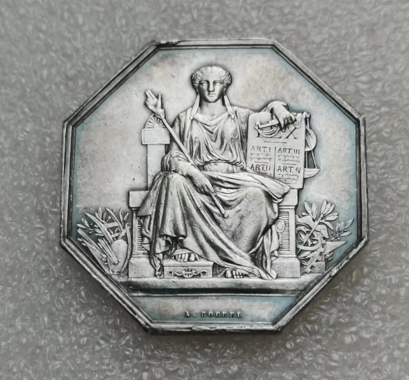 瓶子🏺第36期拍卖会 法国19世纪巴黎公证人女神JETON八角银章