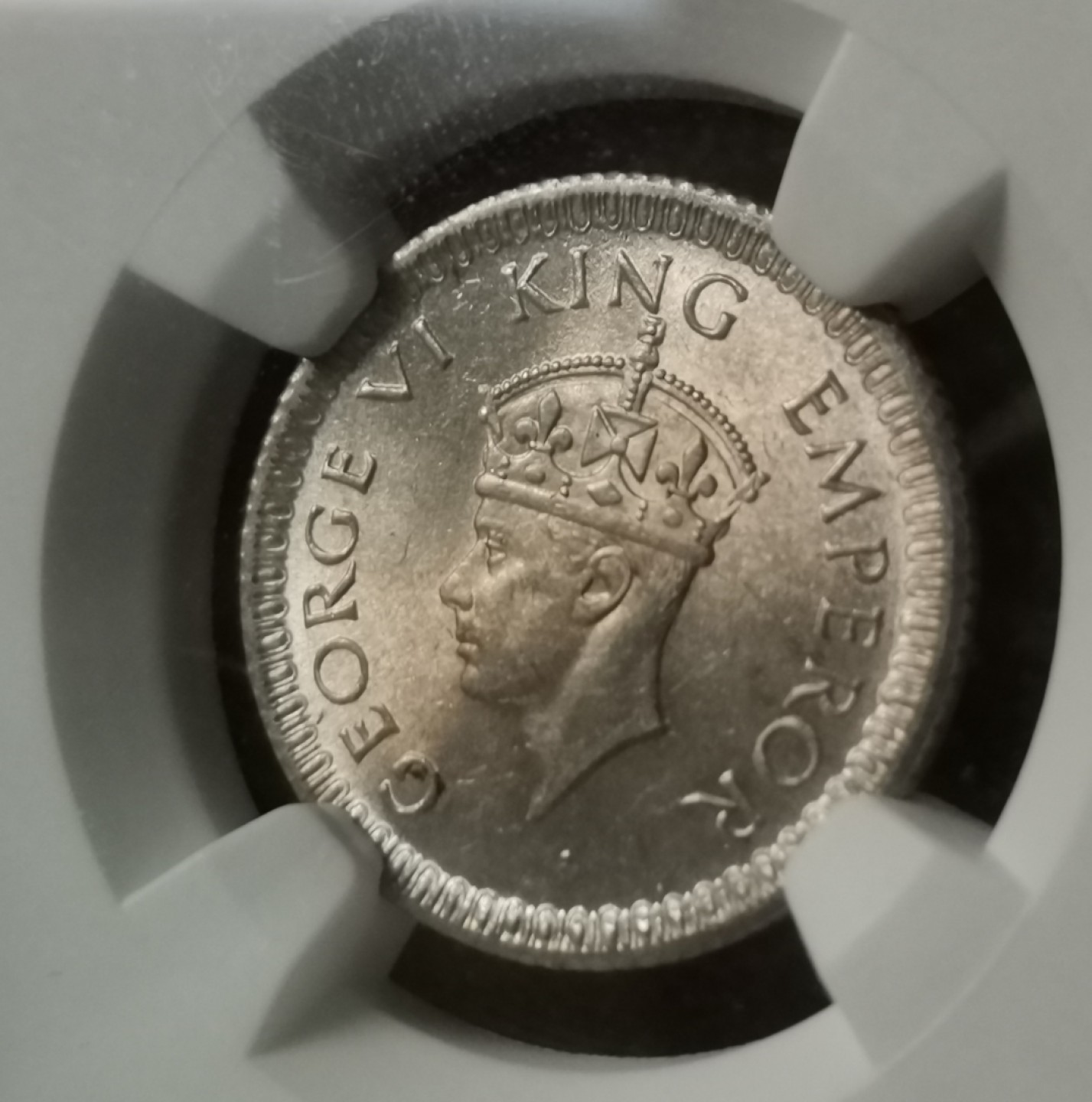 瓶子🏺第36期拍卖会 MS 64英属1942年乔治六世1/4卢比银币