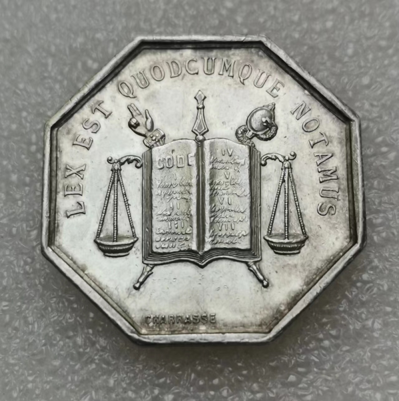 瓶子🏺第36期拍卖会 法国19世纪里昂公证处JETON八角银章