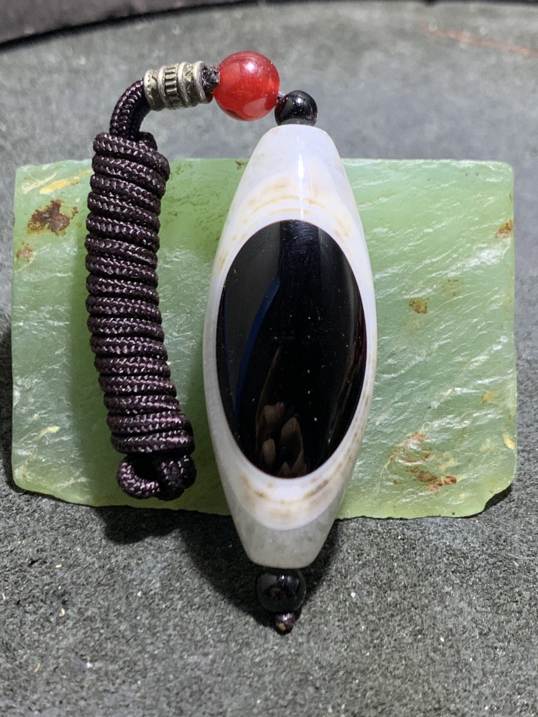 精美高玉化药师玛瑙天眼水晶大桶珠一颗，