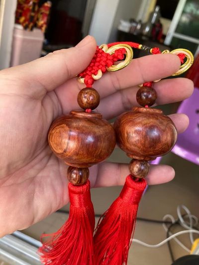 海南黄花梨一对灯笼挂件 - 海南黄花梨一对灯笼挂件