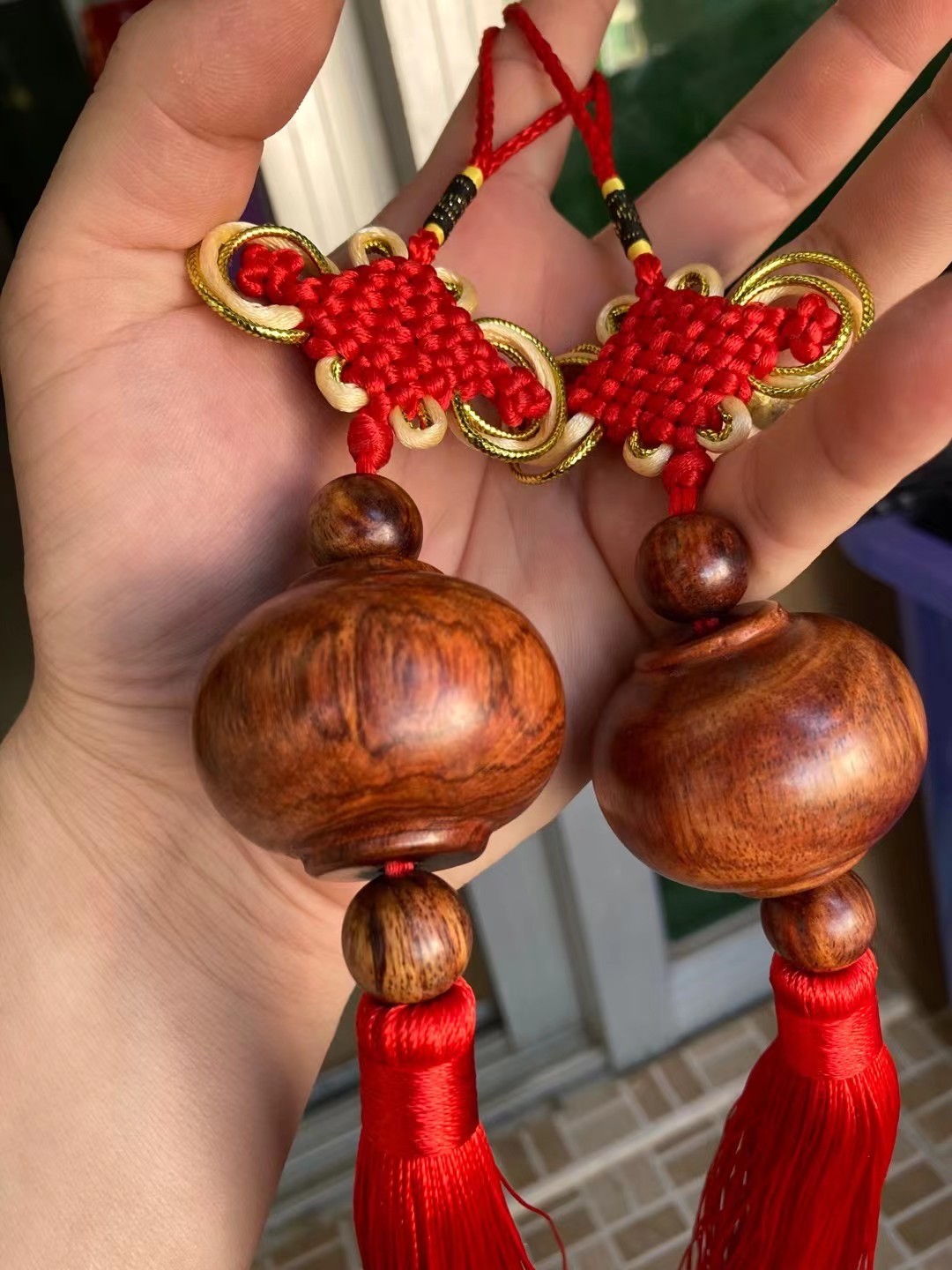 海南黄花梨一对灯笼挂件