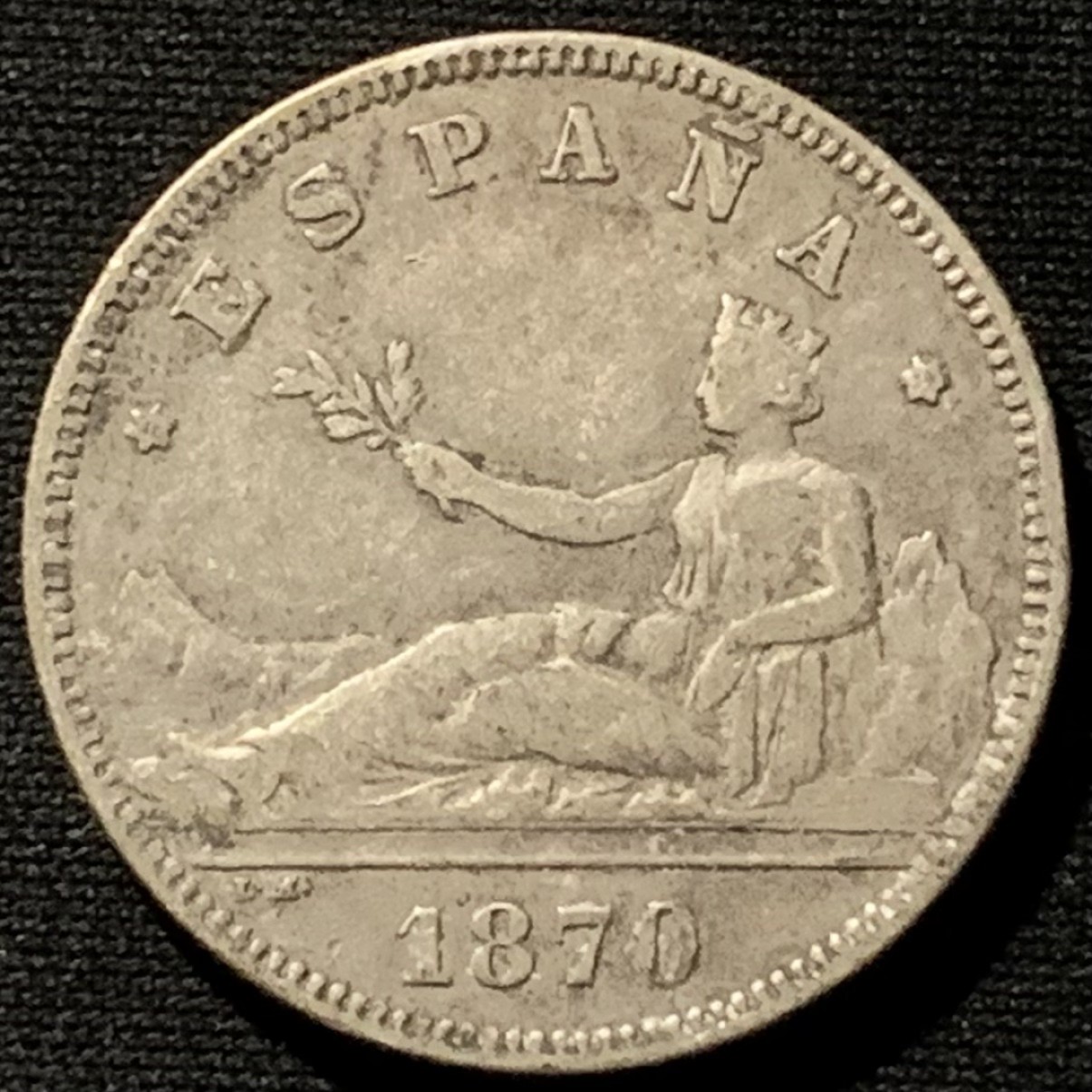 紫瑗钱币——第196期拍卖 西班牙 1870年 拿花 2比塞塔 10克 0.835银