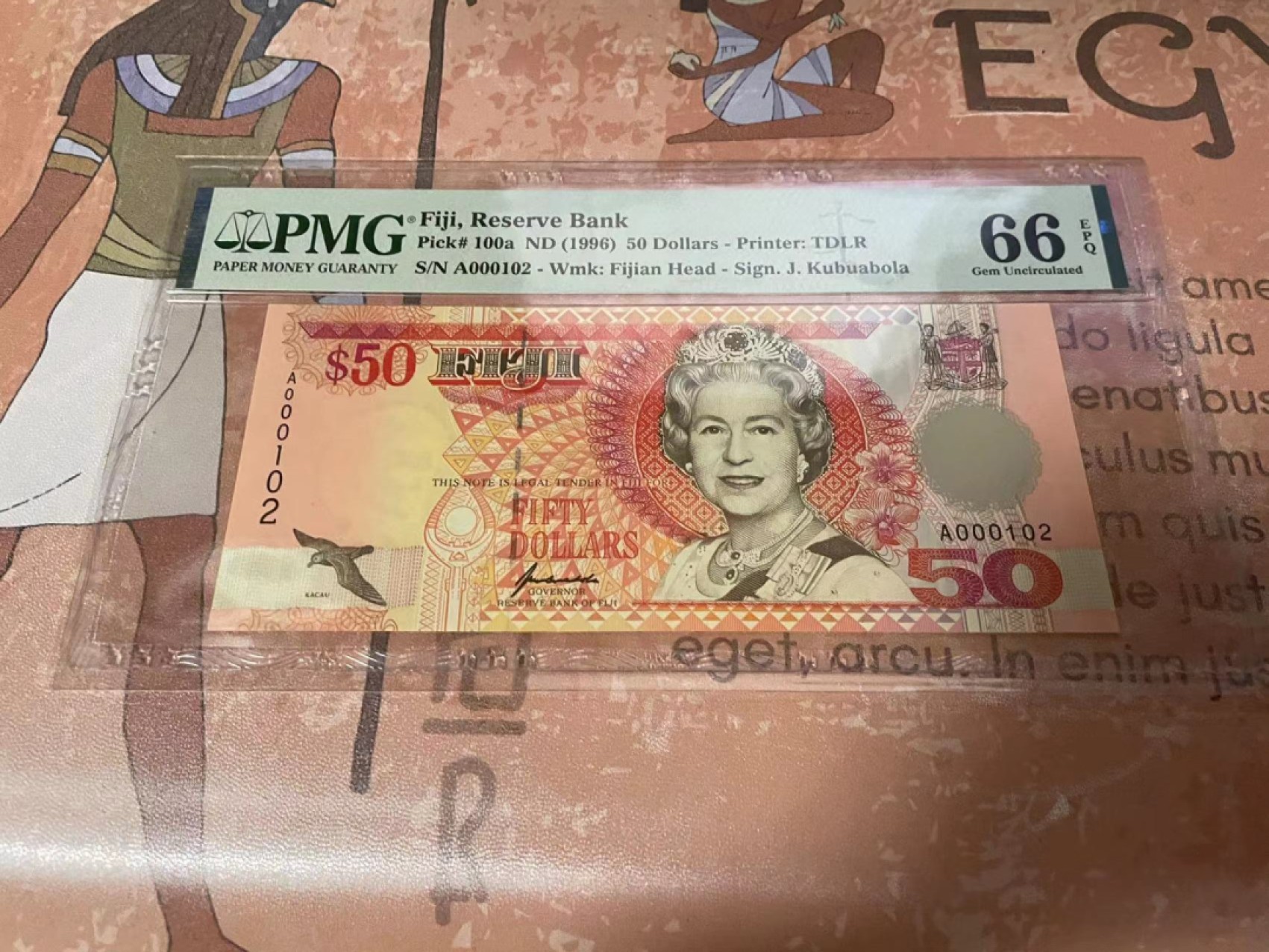 【Blue Auction】✨世界纸币精拍第180期（共73拍） 【A冠102小号】斐济 1996年50元 PMG66EPQ 女王