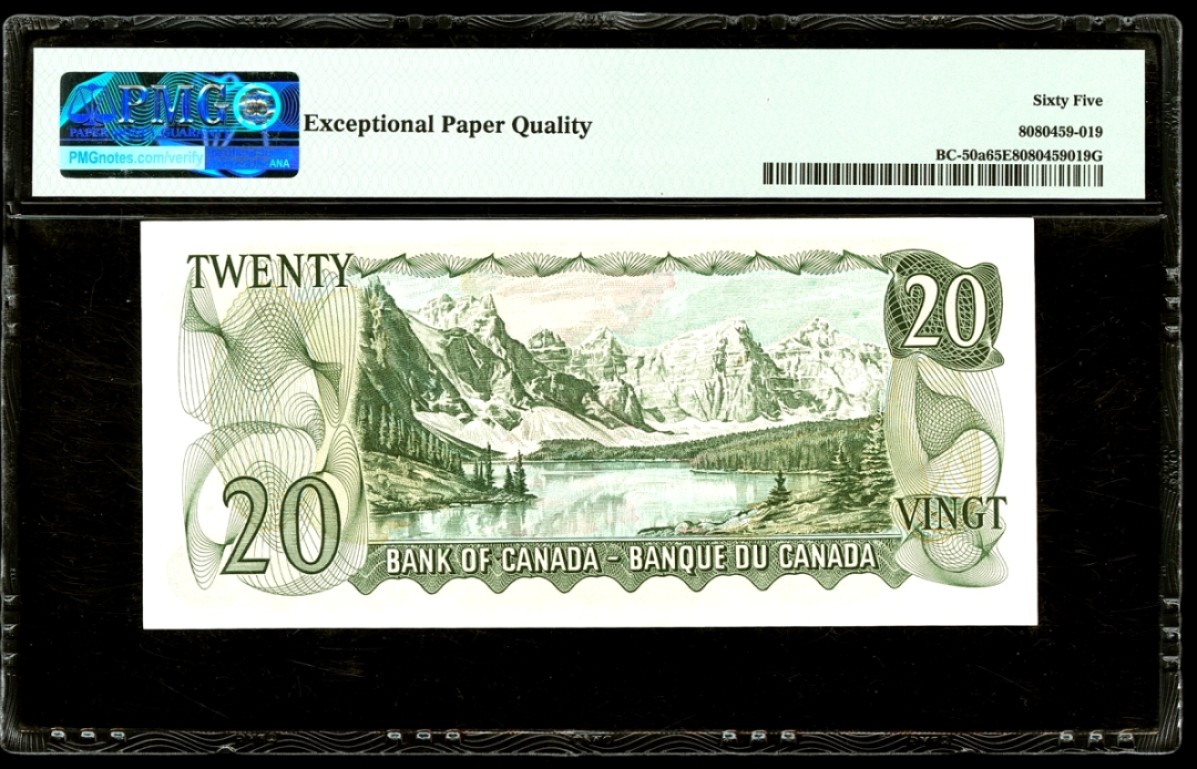 【Blue Auction】✨世界纸币精拍第180期（共73拍） 加拿大 1969年20元 BC-50a PMG65EPQ 女王 背面风景漂亮