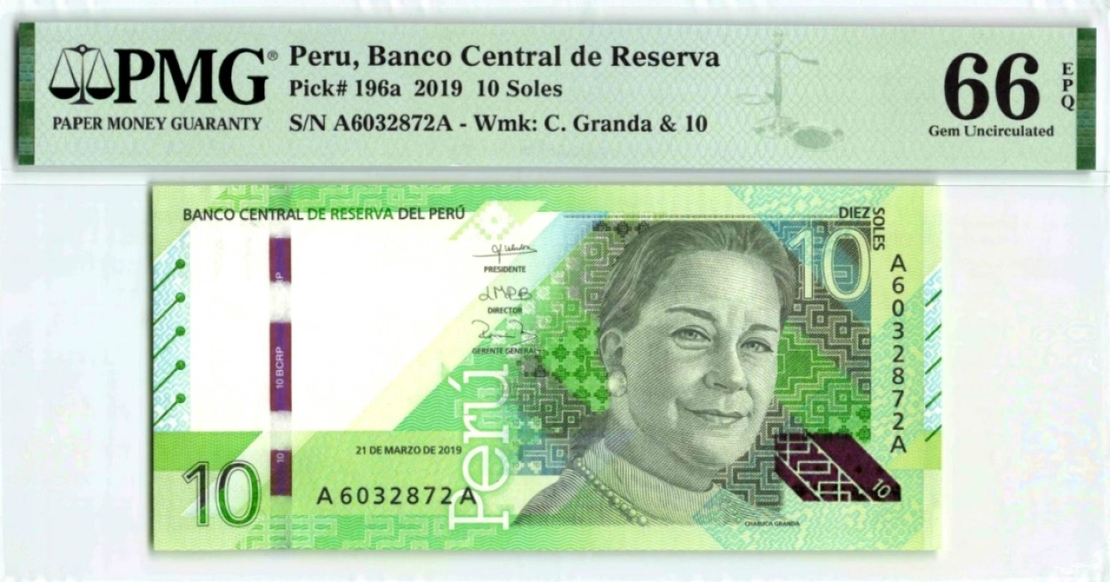 【Blue Auction】✨世界纸币精拍第180期（共73拍） 【AA冠】秘鲁 2019年10索尔 PMG66EPQ 羊驼