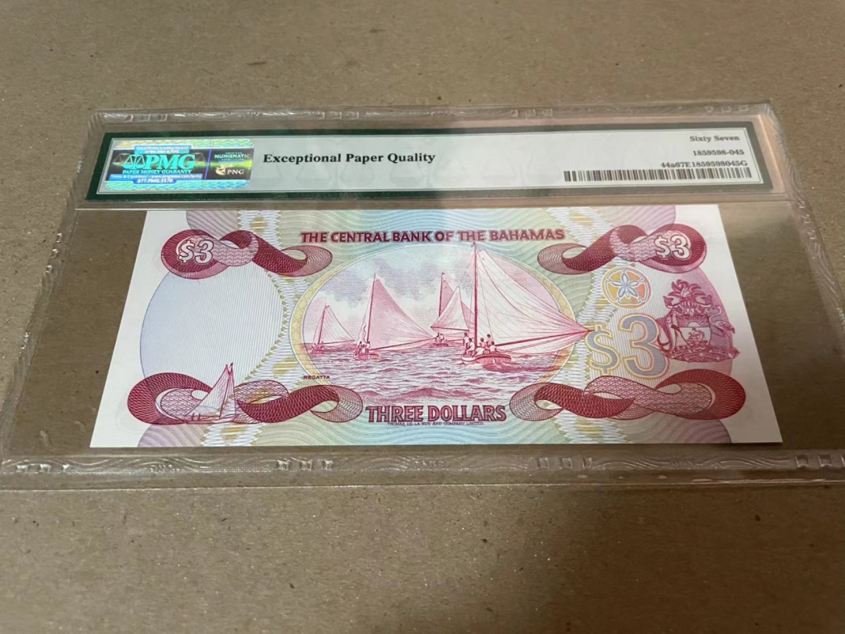 【Blue Auction】✨世界纸币精拍第180期（共73拍） 【A冠无47】巴哈马 1974年3元 PMG67EPQ 