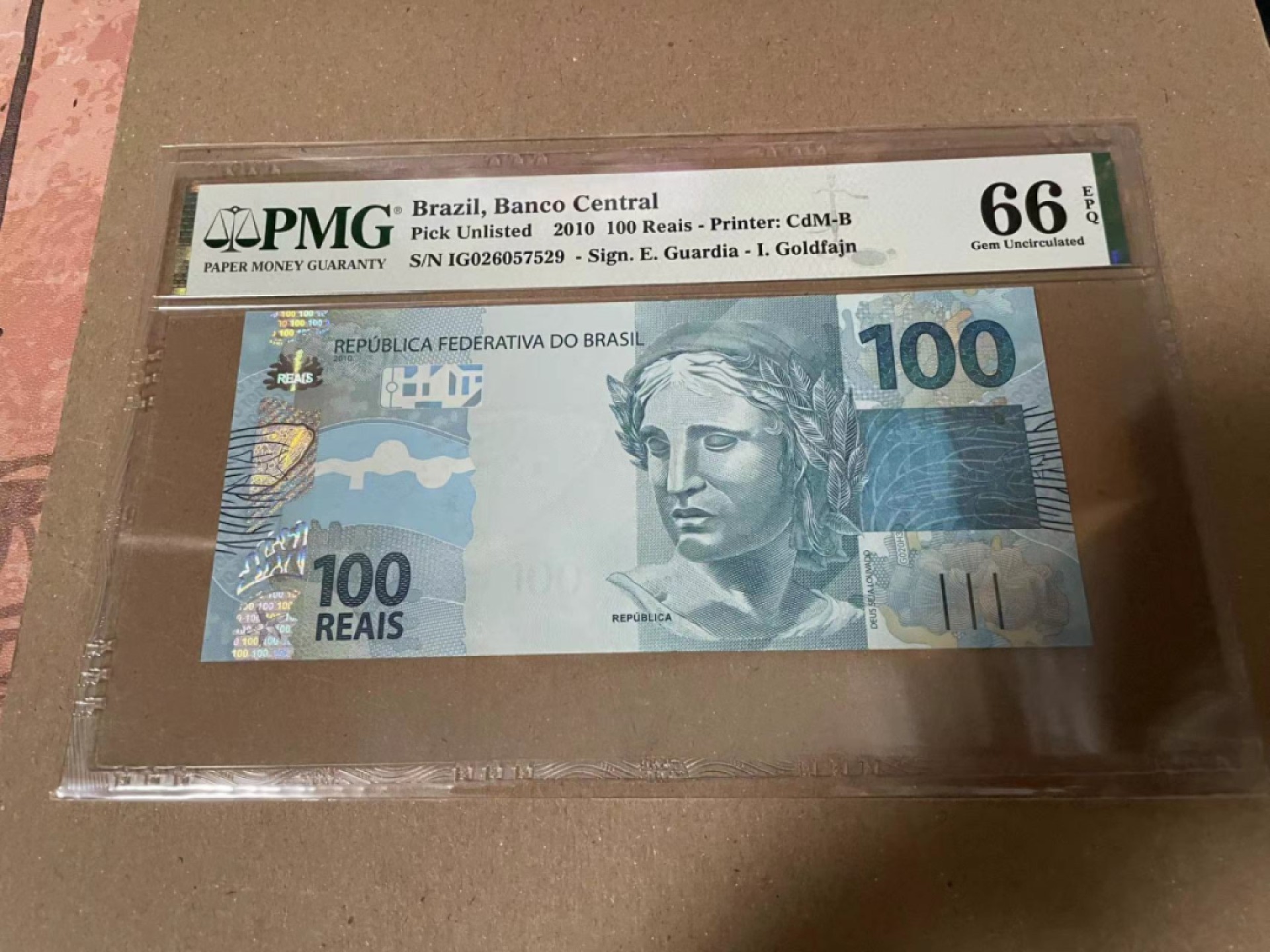 【Blue Auction】✨世界纸币精拍第180期（共73拍） 巴西 2010年100雷亚尔 PMG66EPQ