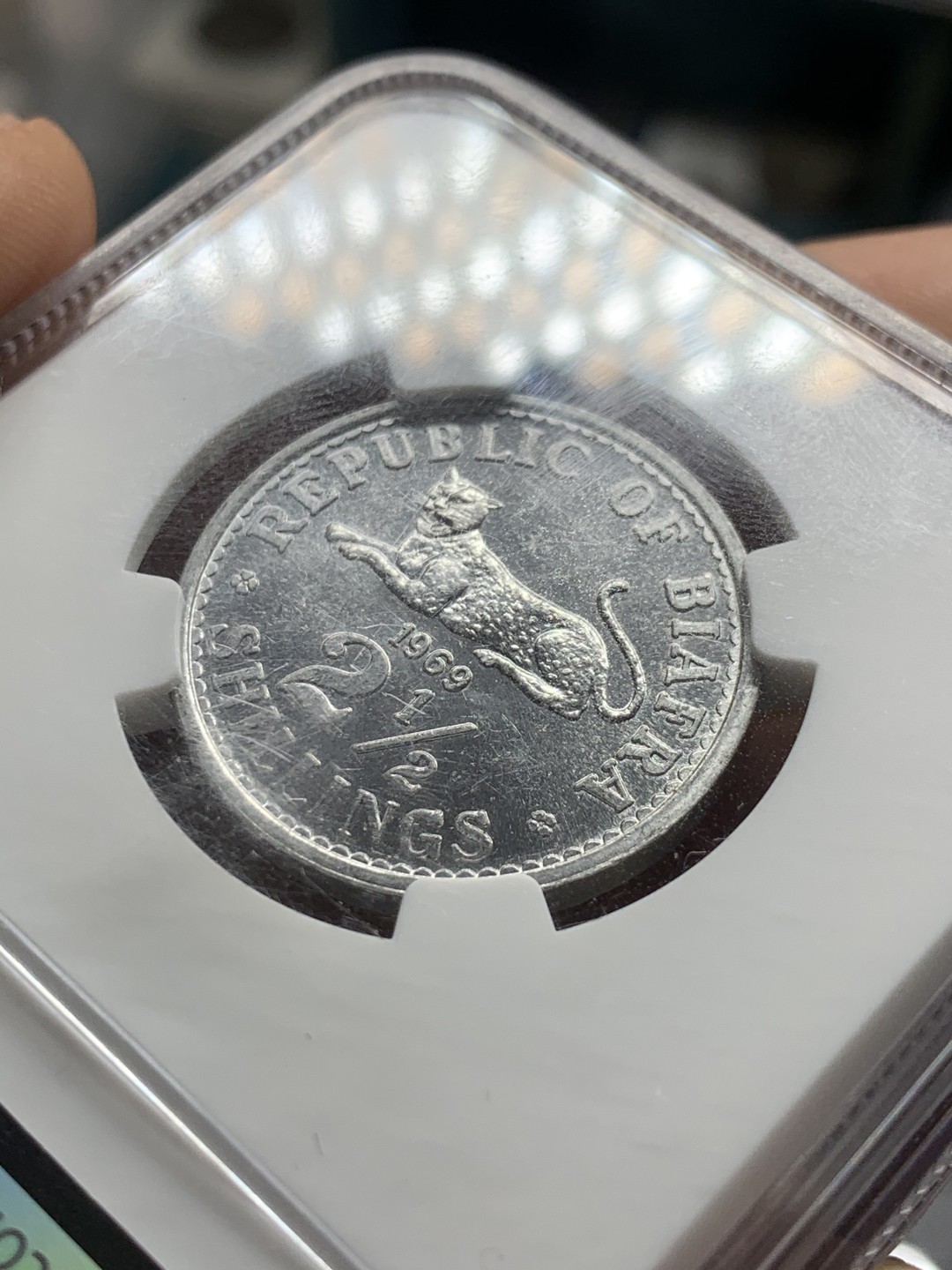 《竞宝斋》第53场（献给最美的劳动者，祝五一快乐！）-本周日，周一2场连拍（全场不限金额包邮） NGC MS63比夫拉1969年25先令历史的车轮淹没了比夫拉一个业已消失的国度经典币种 设计精美 收藏当如此