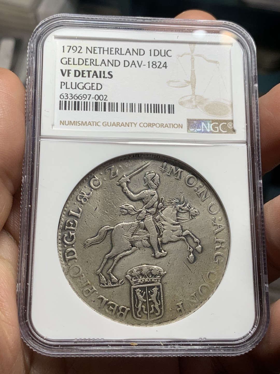 《竞宝斋》第53场（献给最美的劳动者，祝五一快乐！）-本周日，周一2场连拍（全场不限金额包邮） NGC 评级 荷兰 1792年 海尔德兰省 杜卡特 马剑 32.4克大银币 难得一见的省份 整体清晰 可收藏