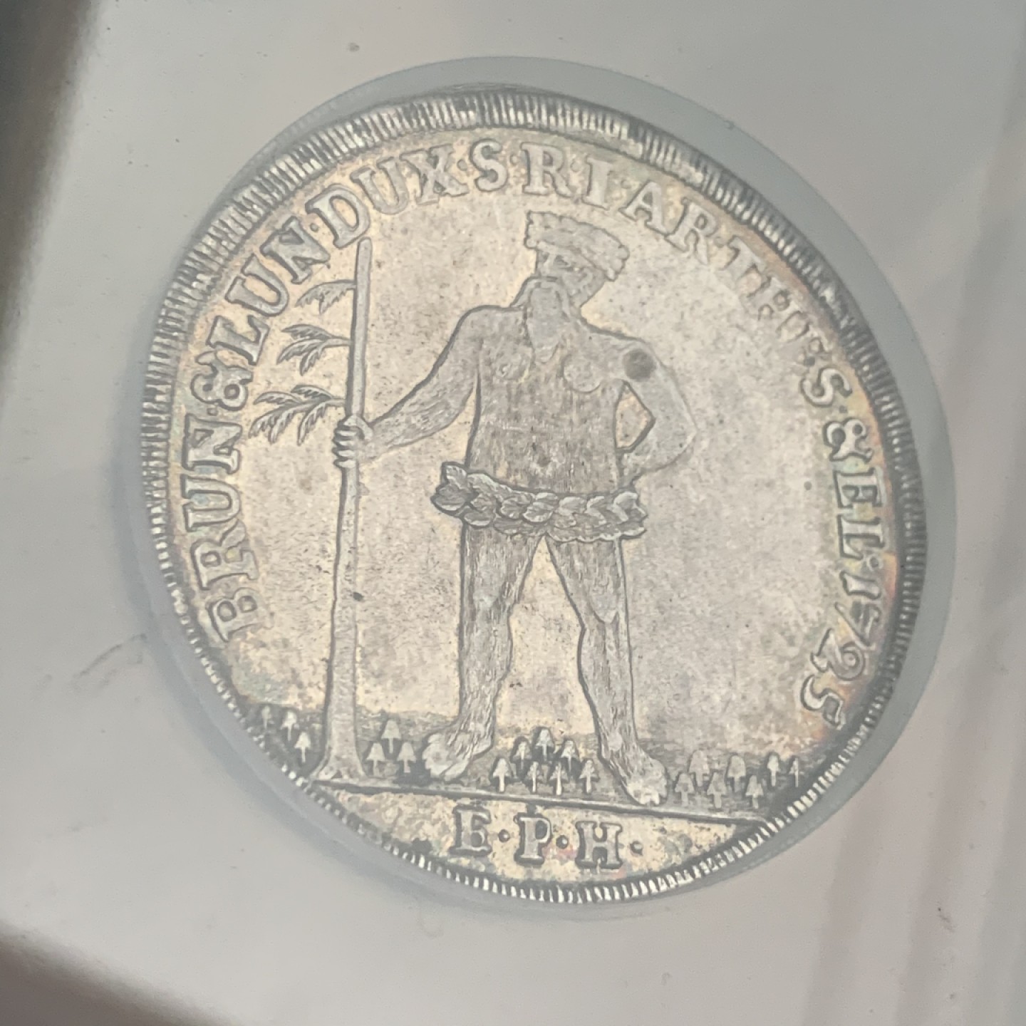 《竞宝斋》第53场（献给最美的劳动者，祝五一快乐！）-本周日，周一2场连拍（全场不限金额包邮） 少见 1725年不伦瑞克-吕讷堡-卡伦贝格-汉诺威王朝野人 泰勒  大银币 直径达到45mm 大盒封装