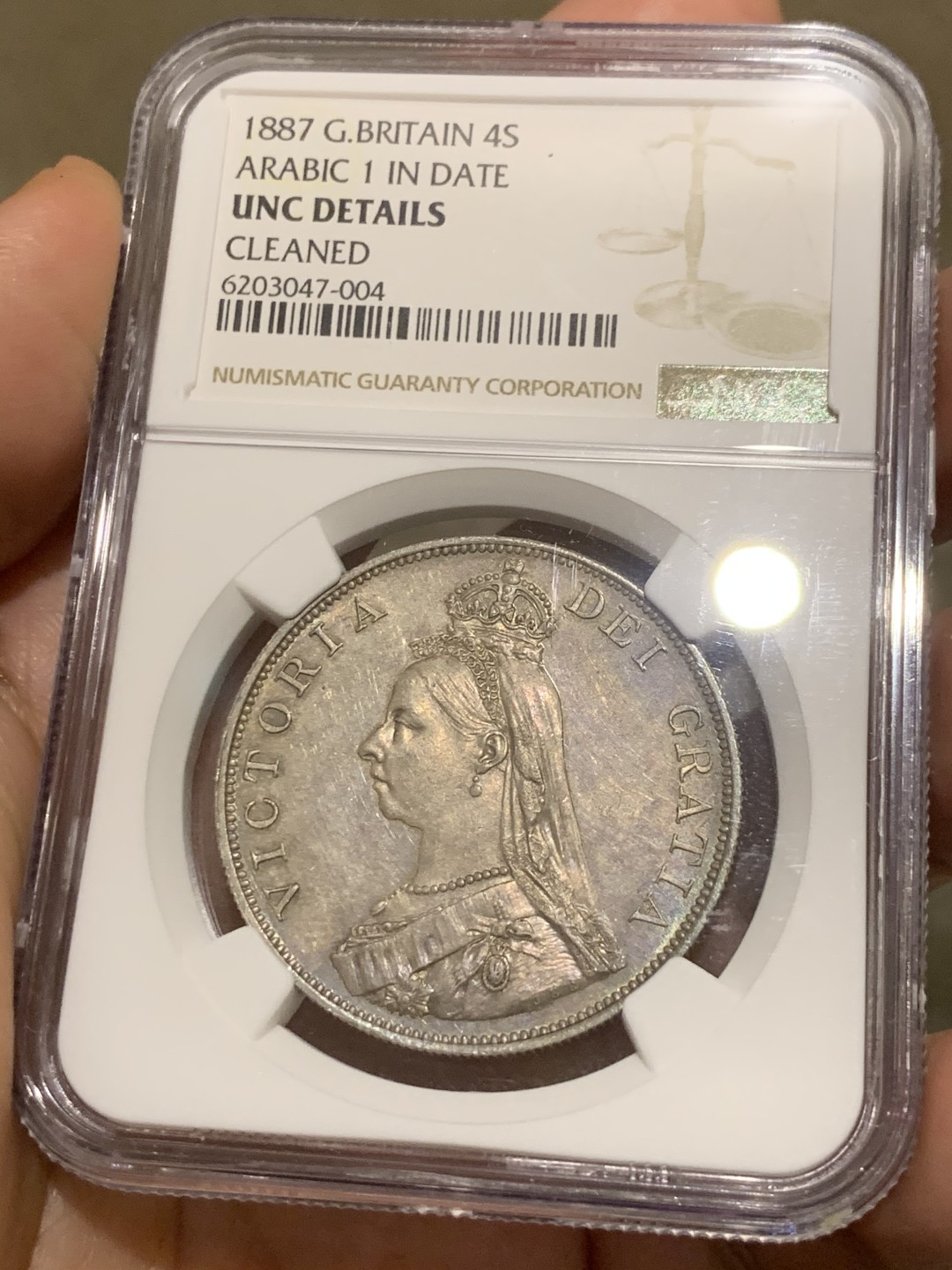 《竞宝斋》第53场（献给最美的劳动者，祝五一快乐！）-本周日，周一2场连拍（全场不限金额包邮） NGC UNCD 英国1887年维多利亚女王高冠头像双弗洛林（4先令）银币